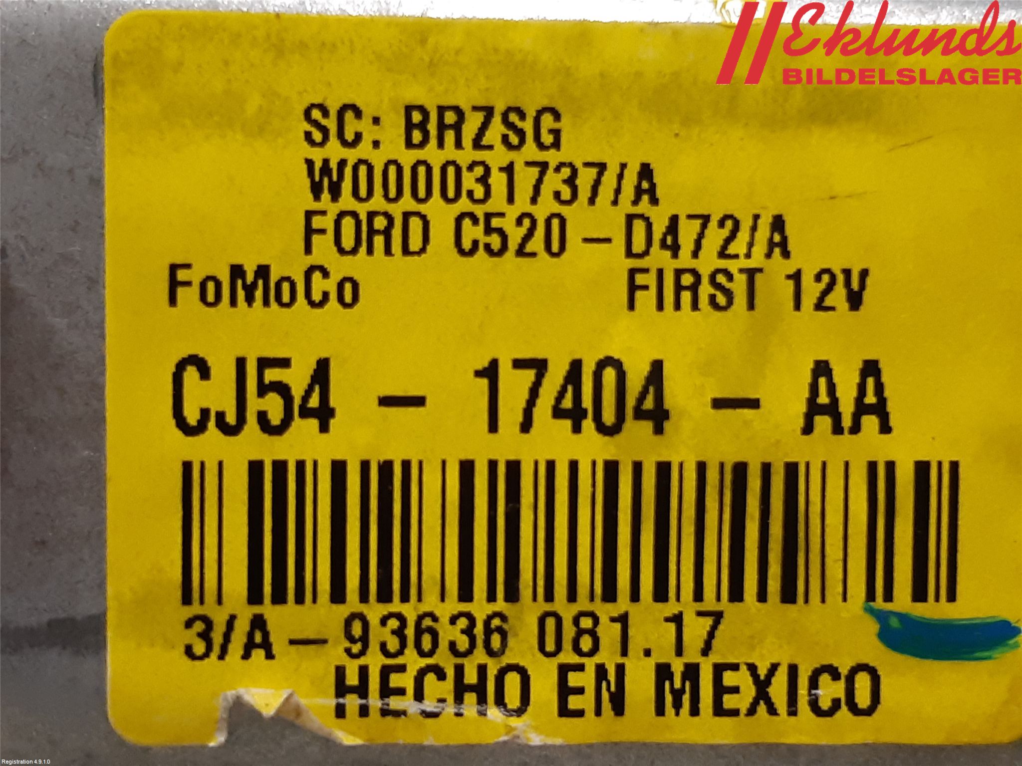 Ford KUGA 17-19 Torkarmotor Baklucka