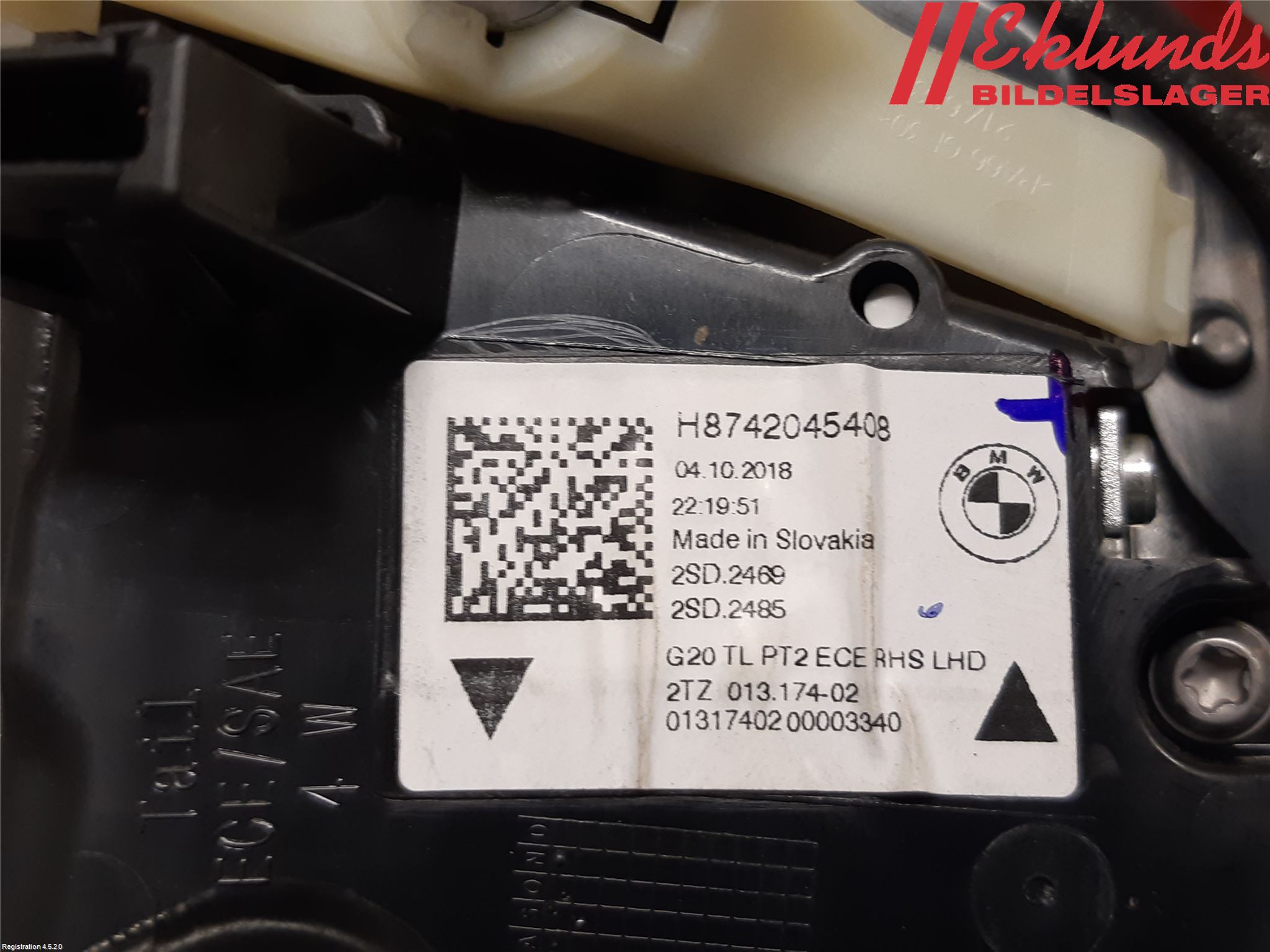 BMW 3 G20/G21/G80/G81 19- Bakljus Lucka Hö