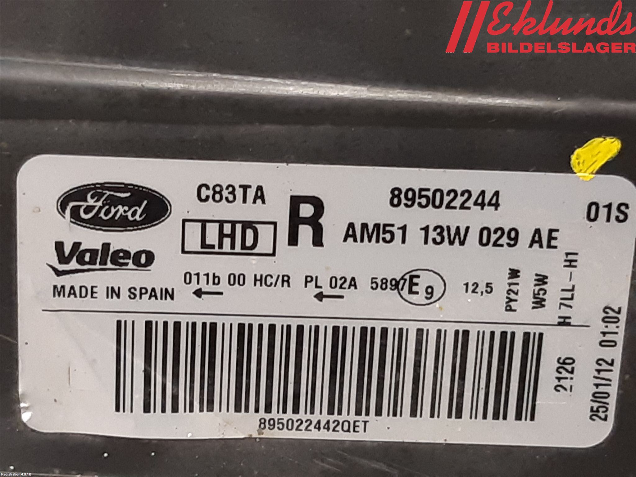 Ford C-MAX II  11-14 Strålkastare Höger