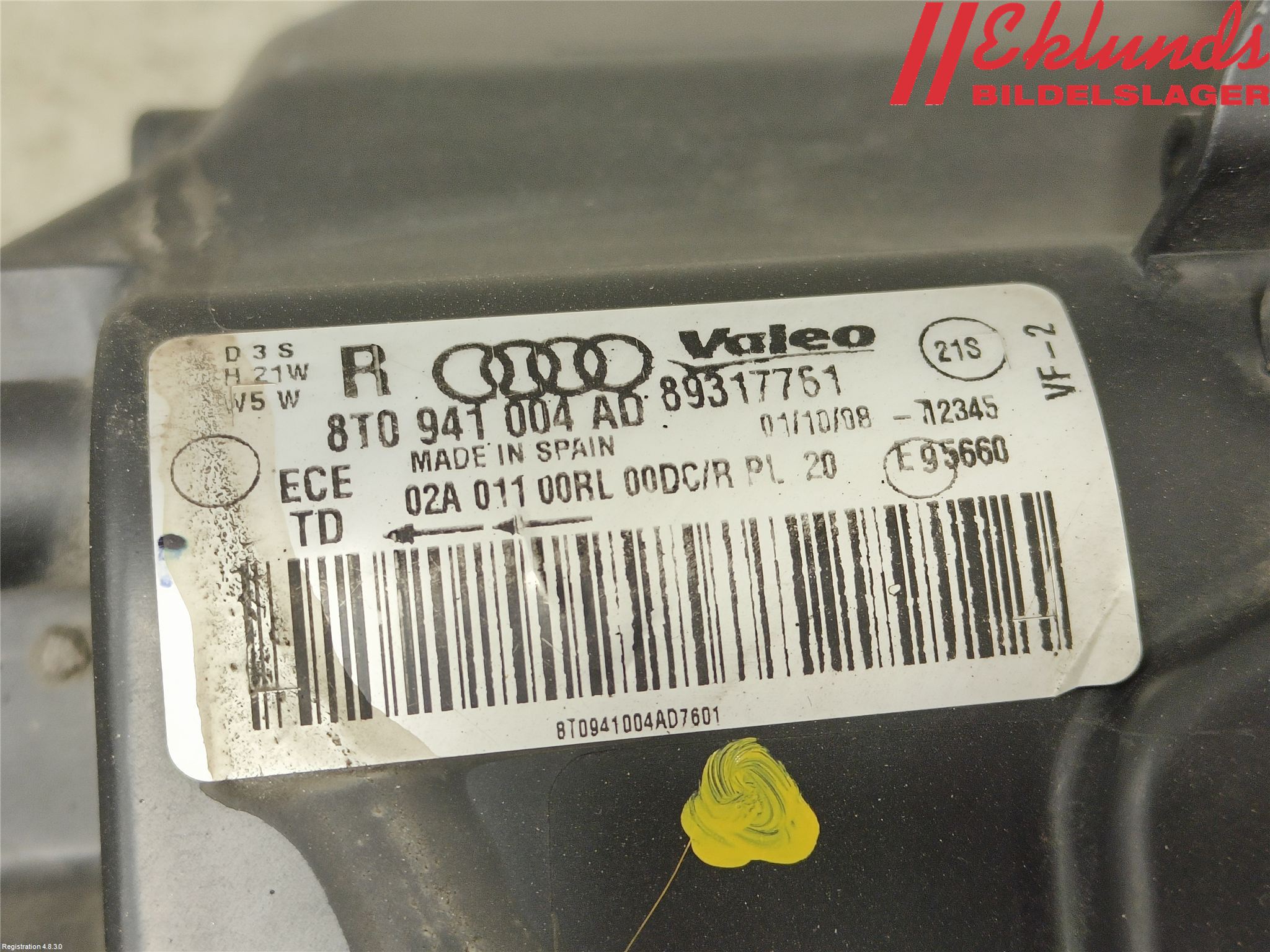 Audi A5 07-16 Strålkastare Höger