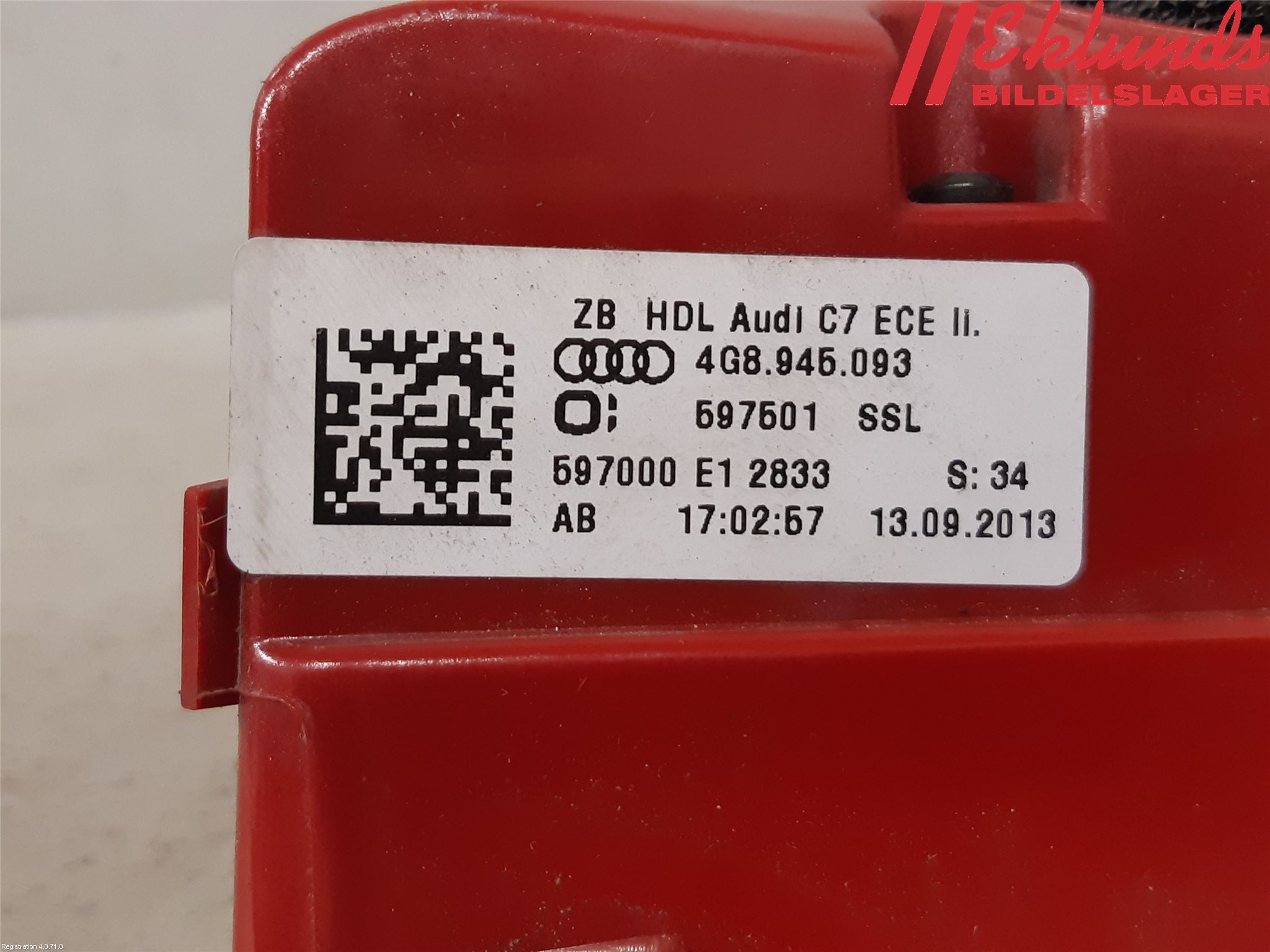 Audi A7/S7 4G 11-17 Bakljus Lucka Vä