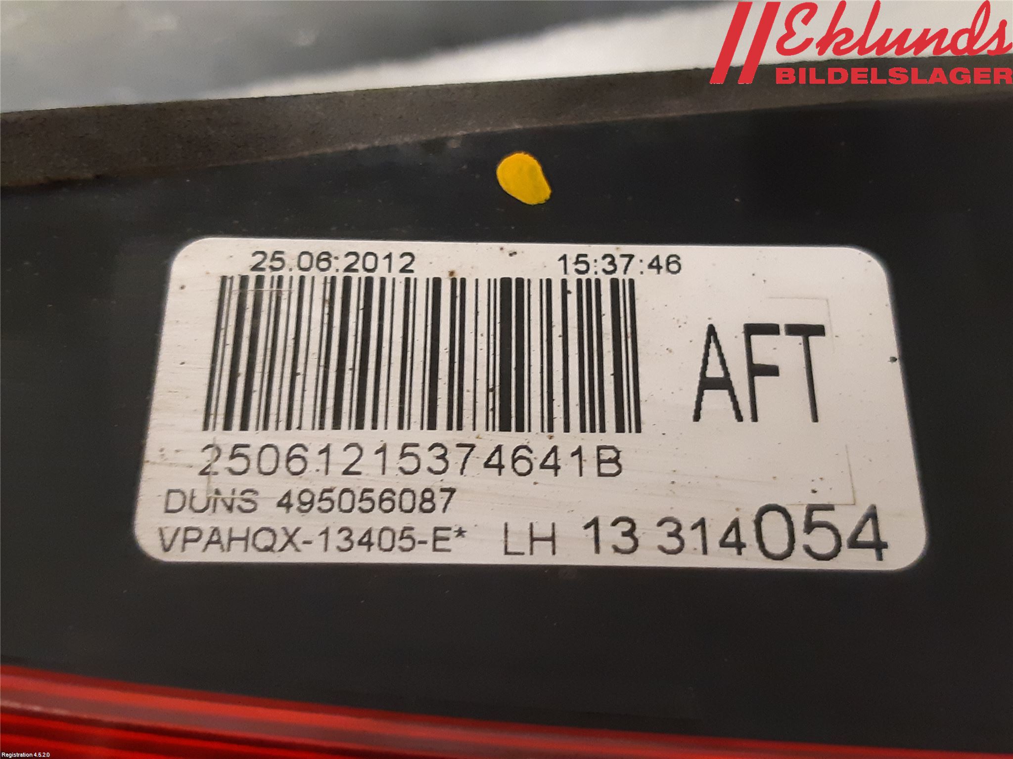 Opel ASTRA J 10-15 Bakljus Lucka Vä