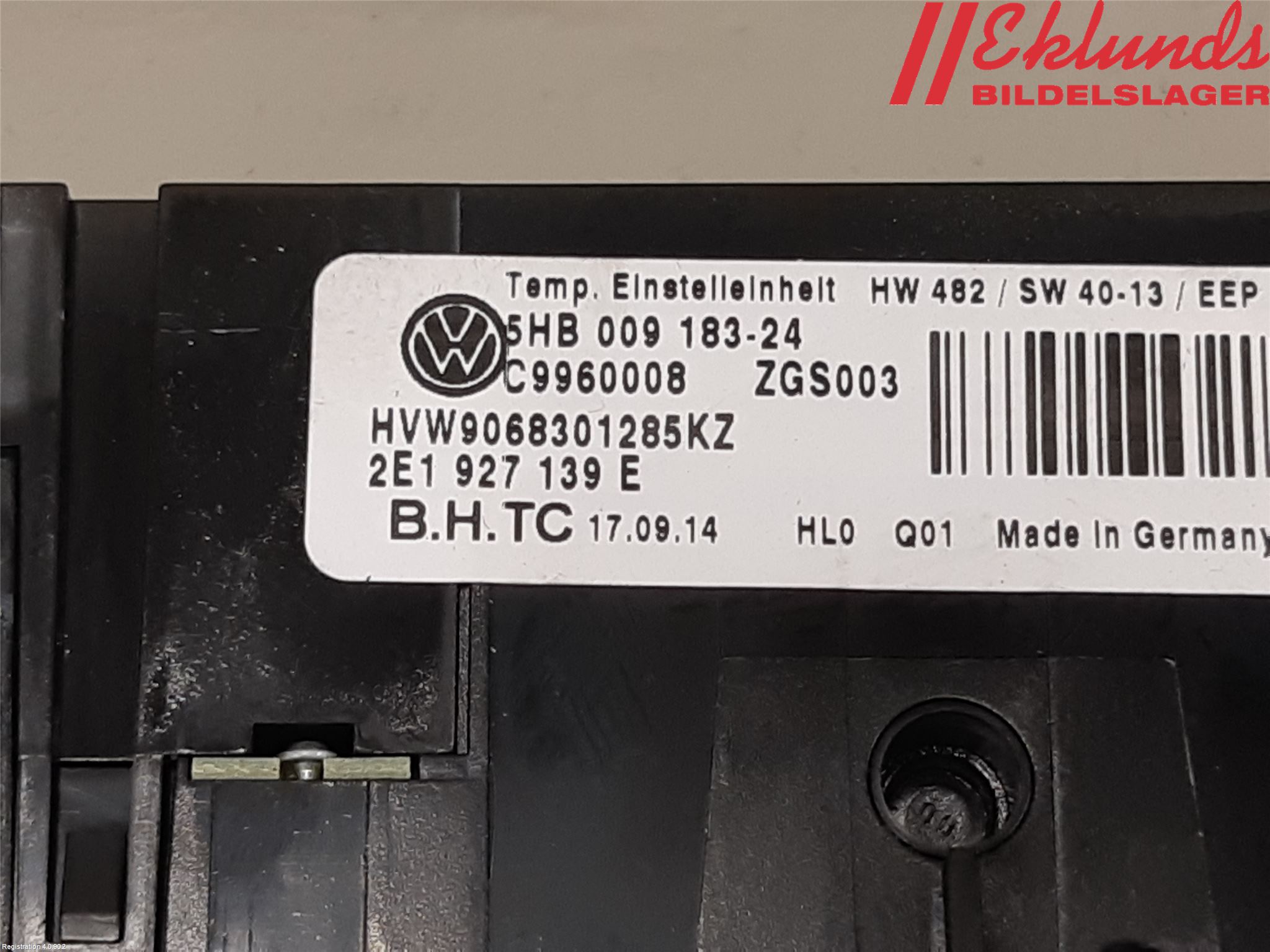 Volkswagen VW CRAFTER 06-16 Värmereglage