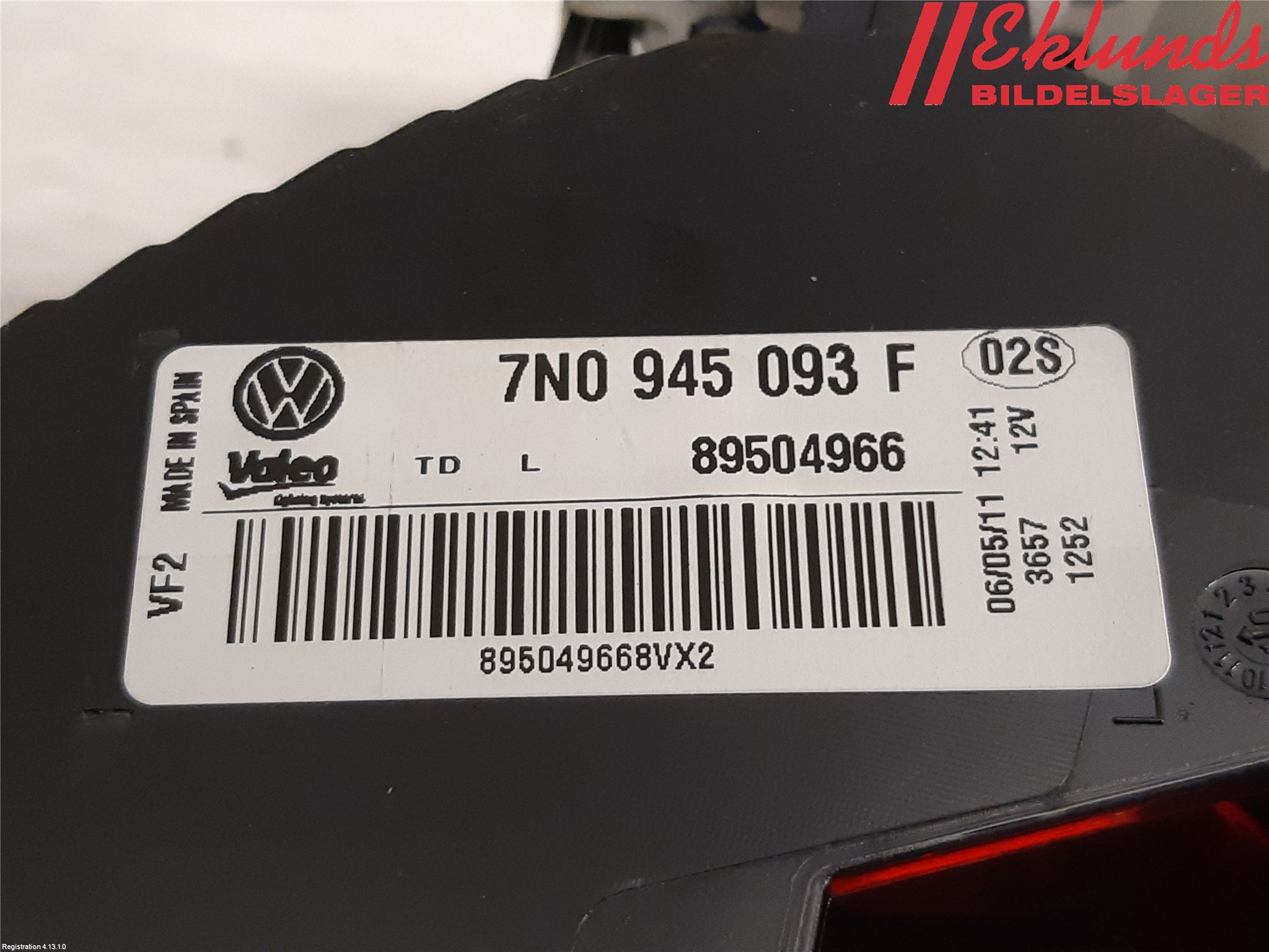 Volkswagen VW SHARAN 11- Bakljus Lucka Vä