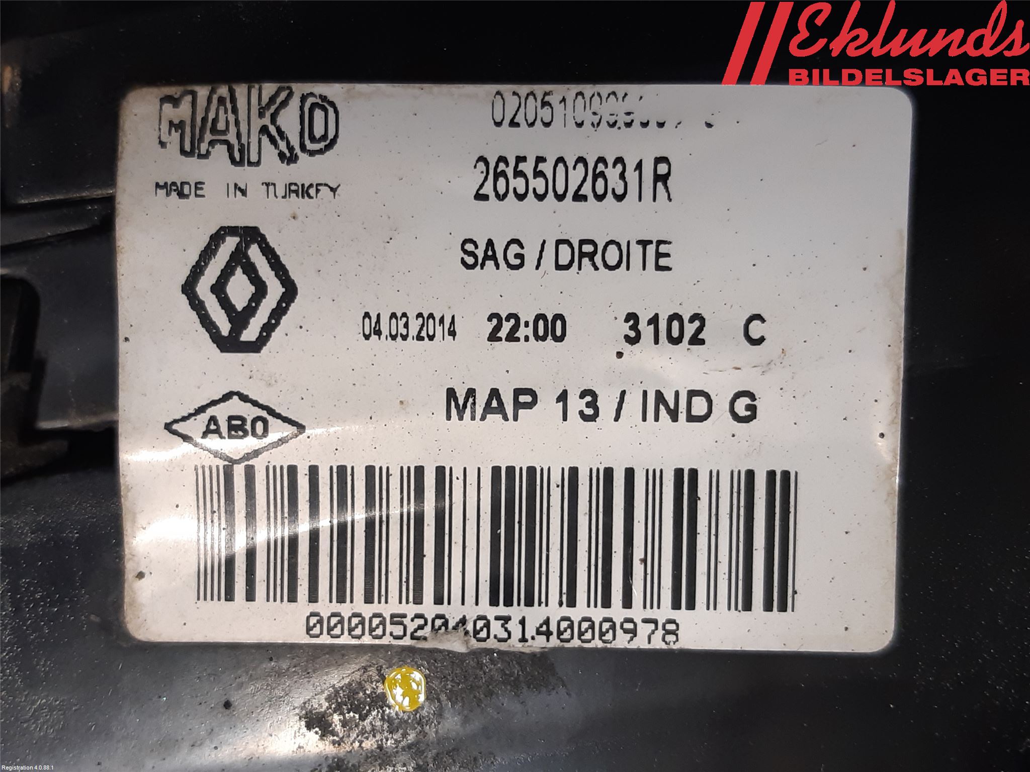 Renault CLIO IV 12-16 Bakljus Höger