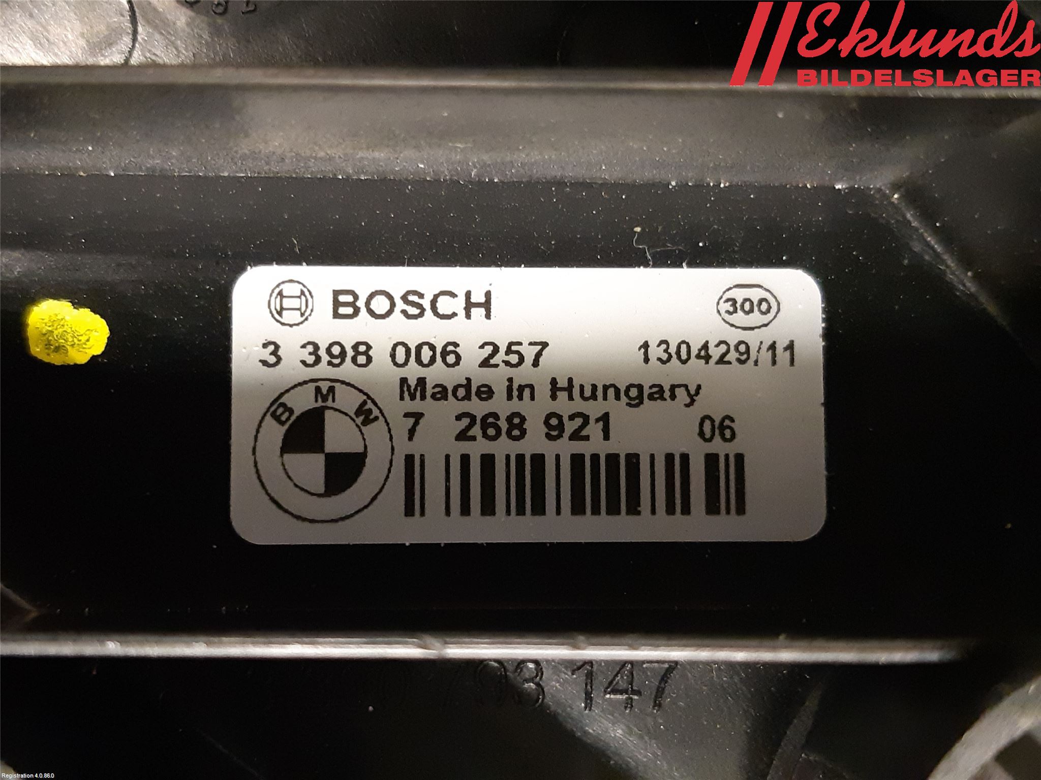 BMW 3 F30/F31/F80 12-19 Torkarmekanism Bakruta