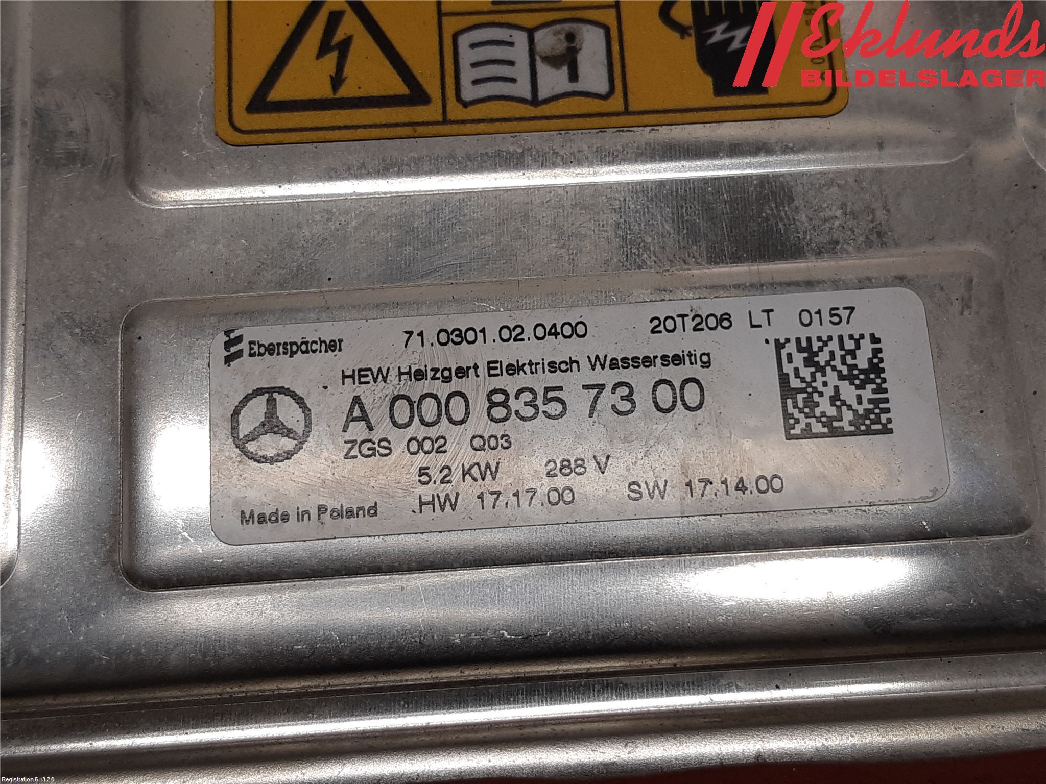 Mercedes-Benz MB EQC (N293) 20- Motorvärmare El-Sats Komp