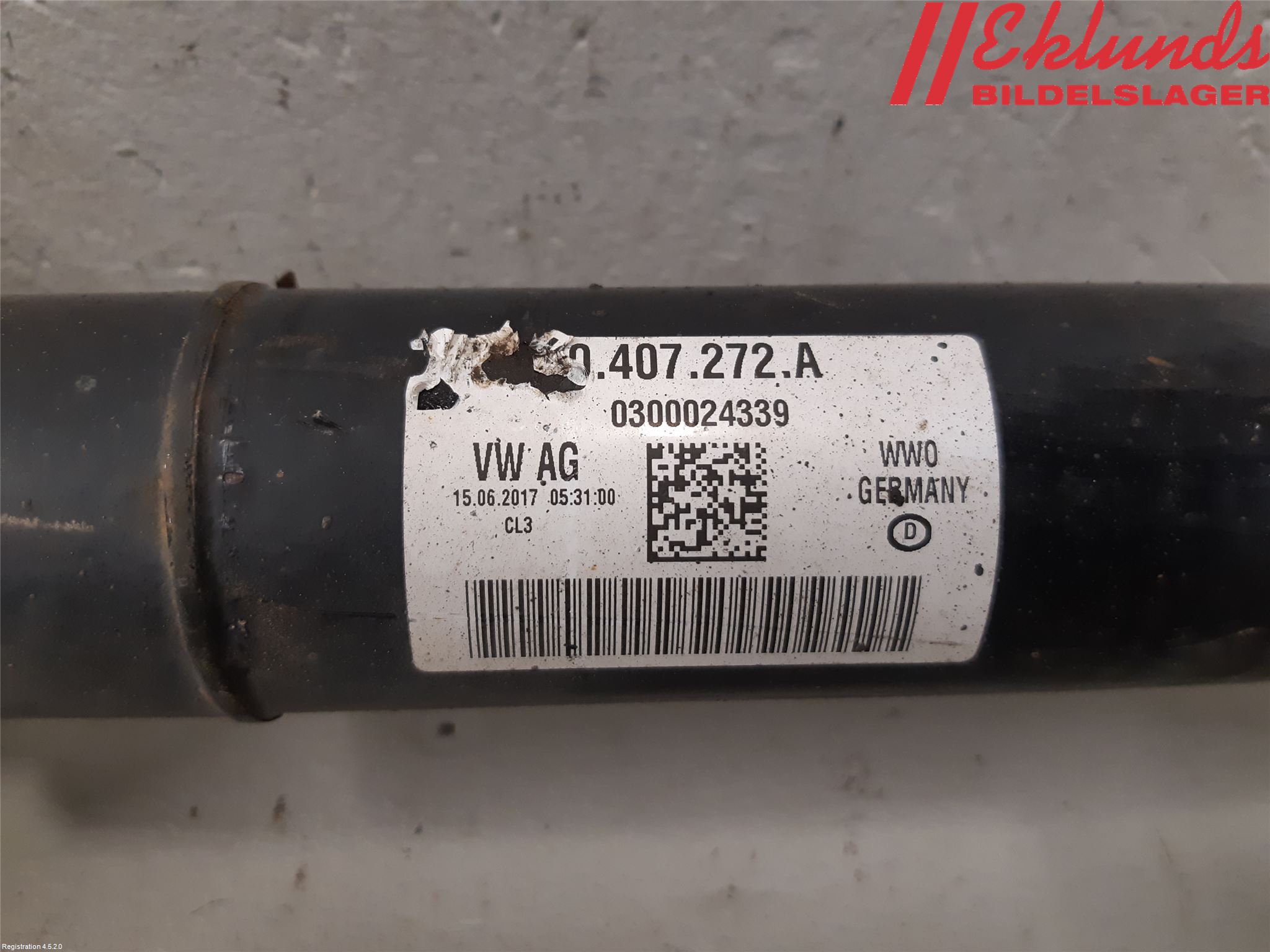 Volkswagen VW CADDY 16-20 Drivaxel Fram Höger