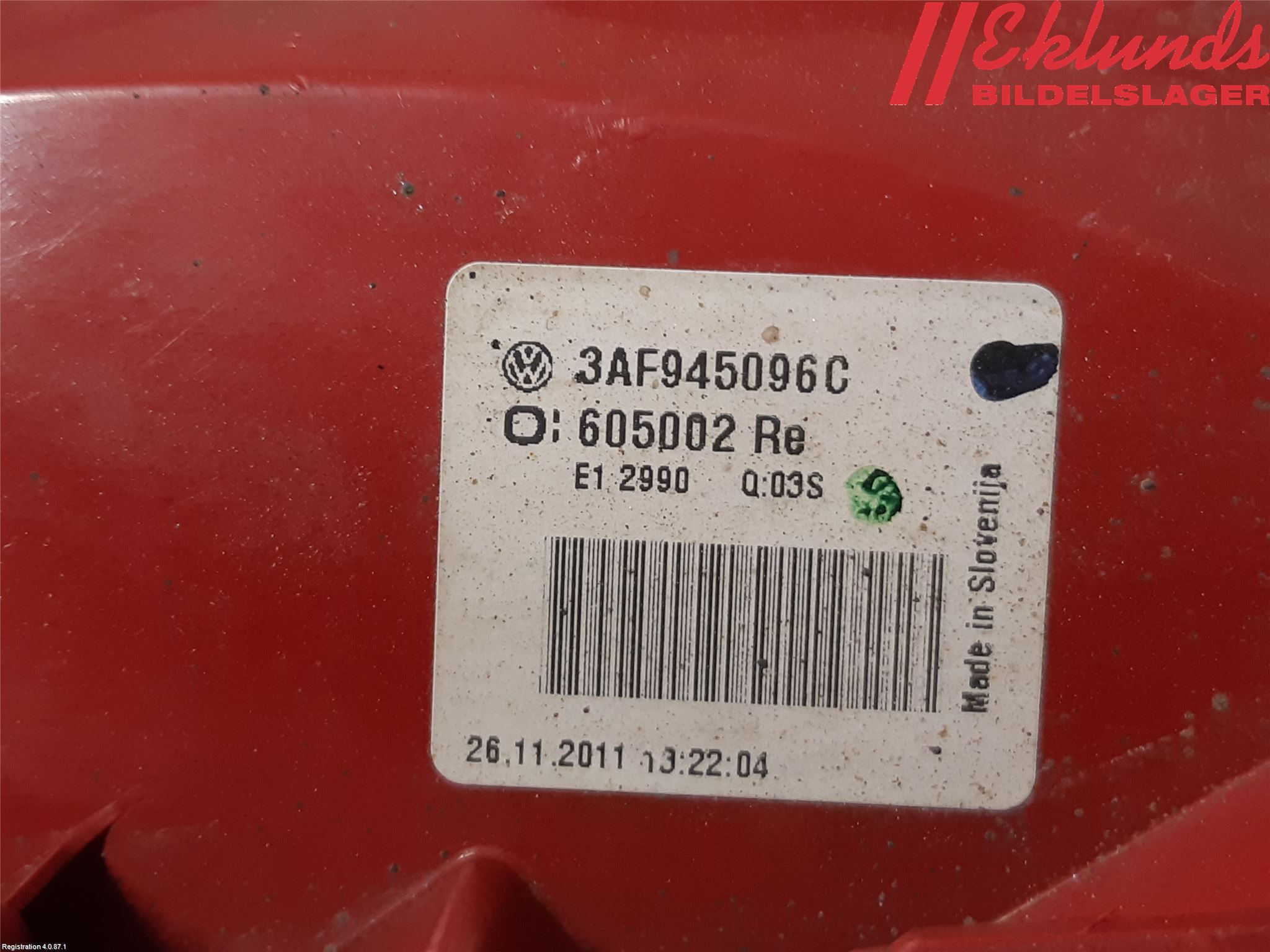 Volkswagen VW PASSAT 11-14 Bakljus Höger