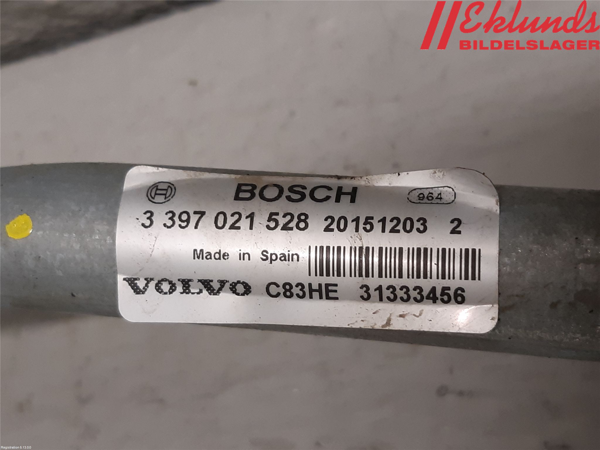 Volvo V70 14-16 Torkarmotor Vindruta