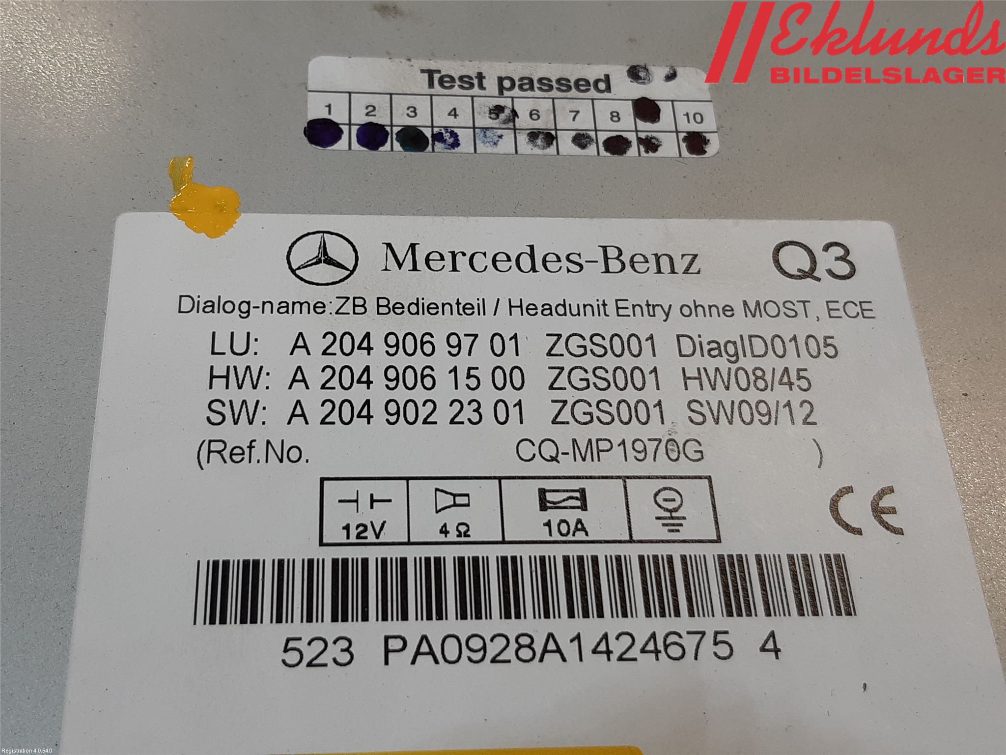 Mercedes-Benz MB C-KLASS (W204) 07-15 Cd Radio - Multimediapanel