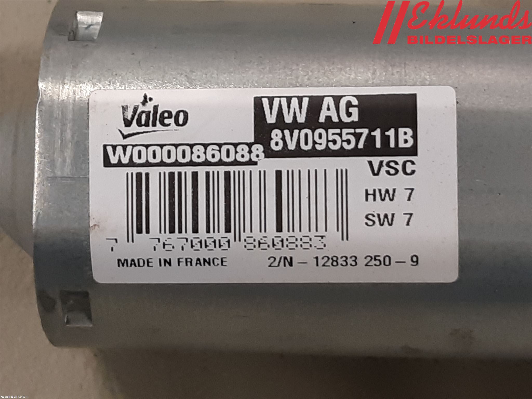 Audi A3/S3 8V 13-20 Torkarmotor Baklucka