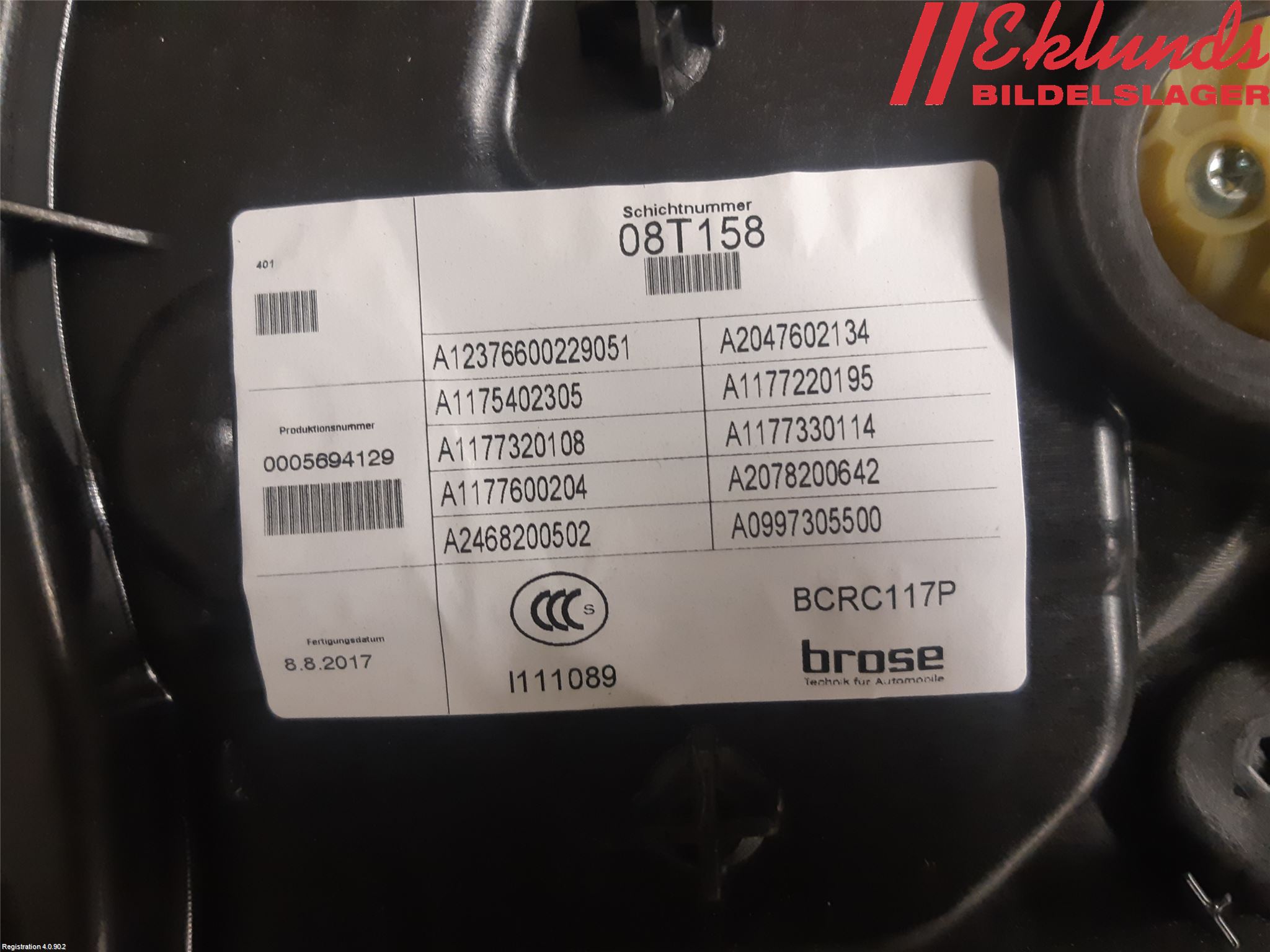 Mercedes-Benz MB CLA-KLASS (C117/X117) 13-19 Fönsterhiss El Kompl