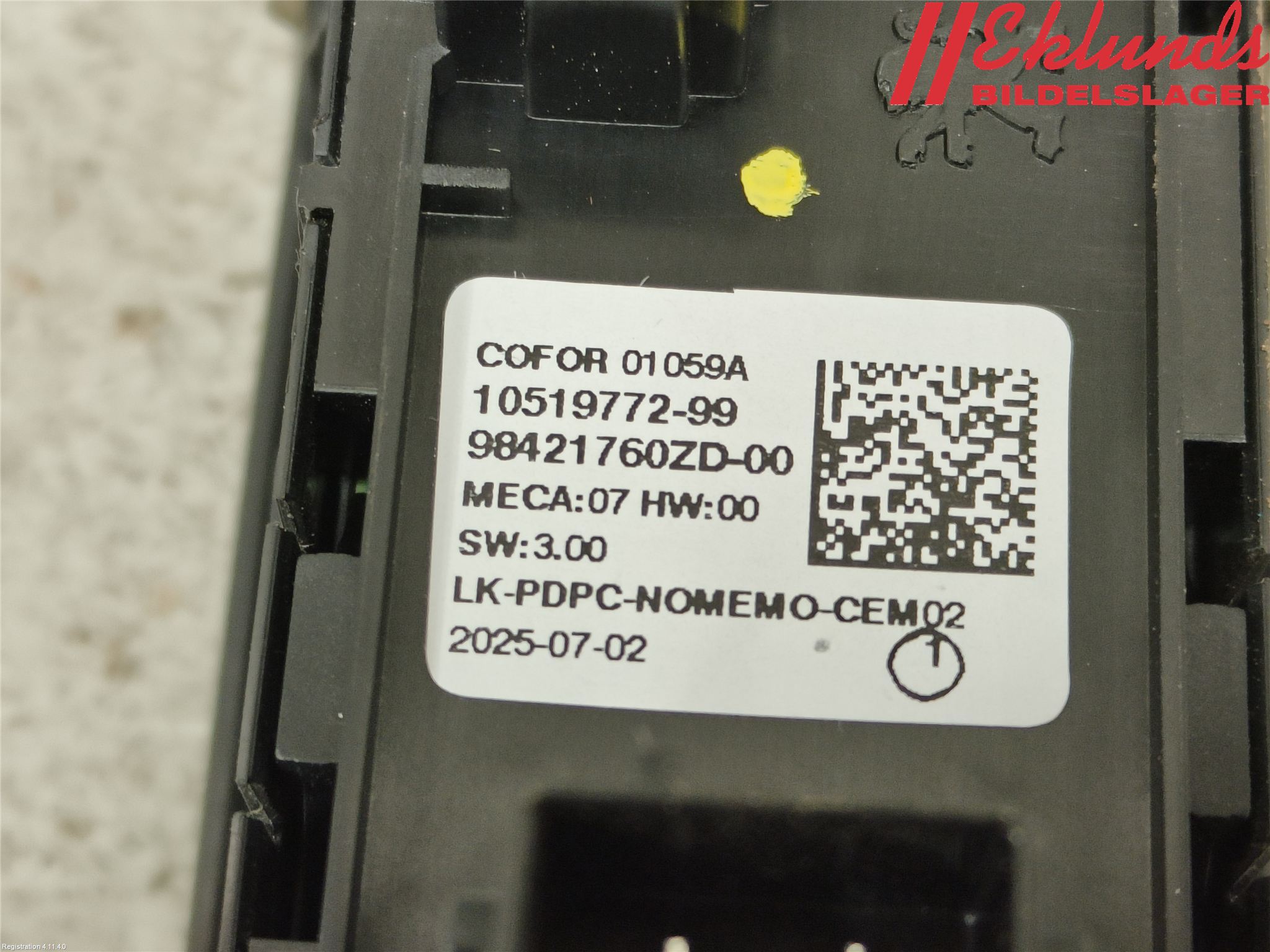 Peugeot 2008/E-2008 20- Strömställare Elhiss