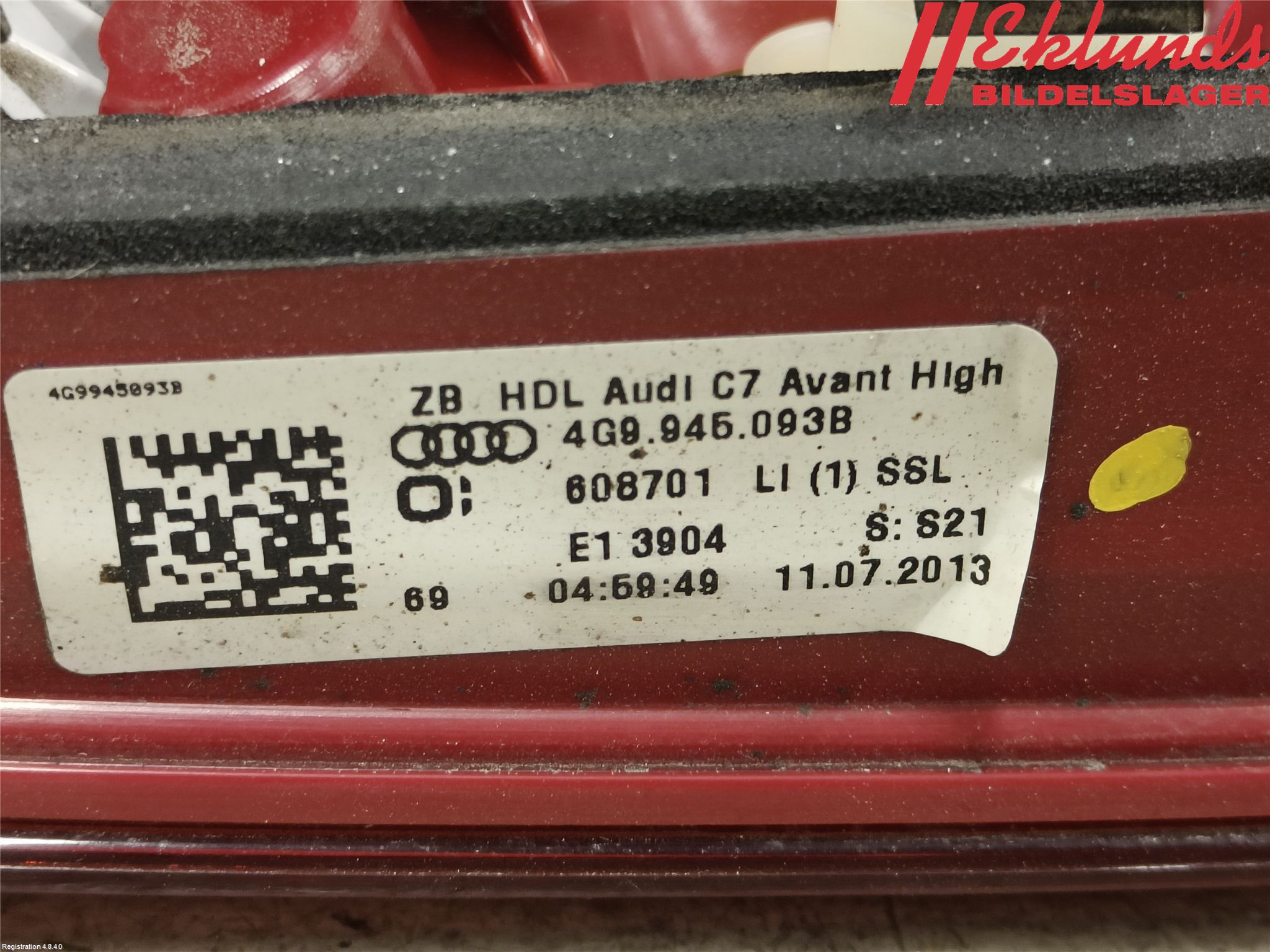 Audi A6/S6 4G 11-18 Bakljus Lucka Vä