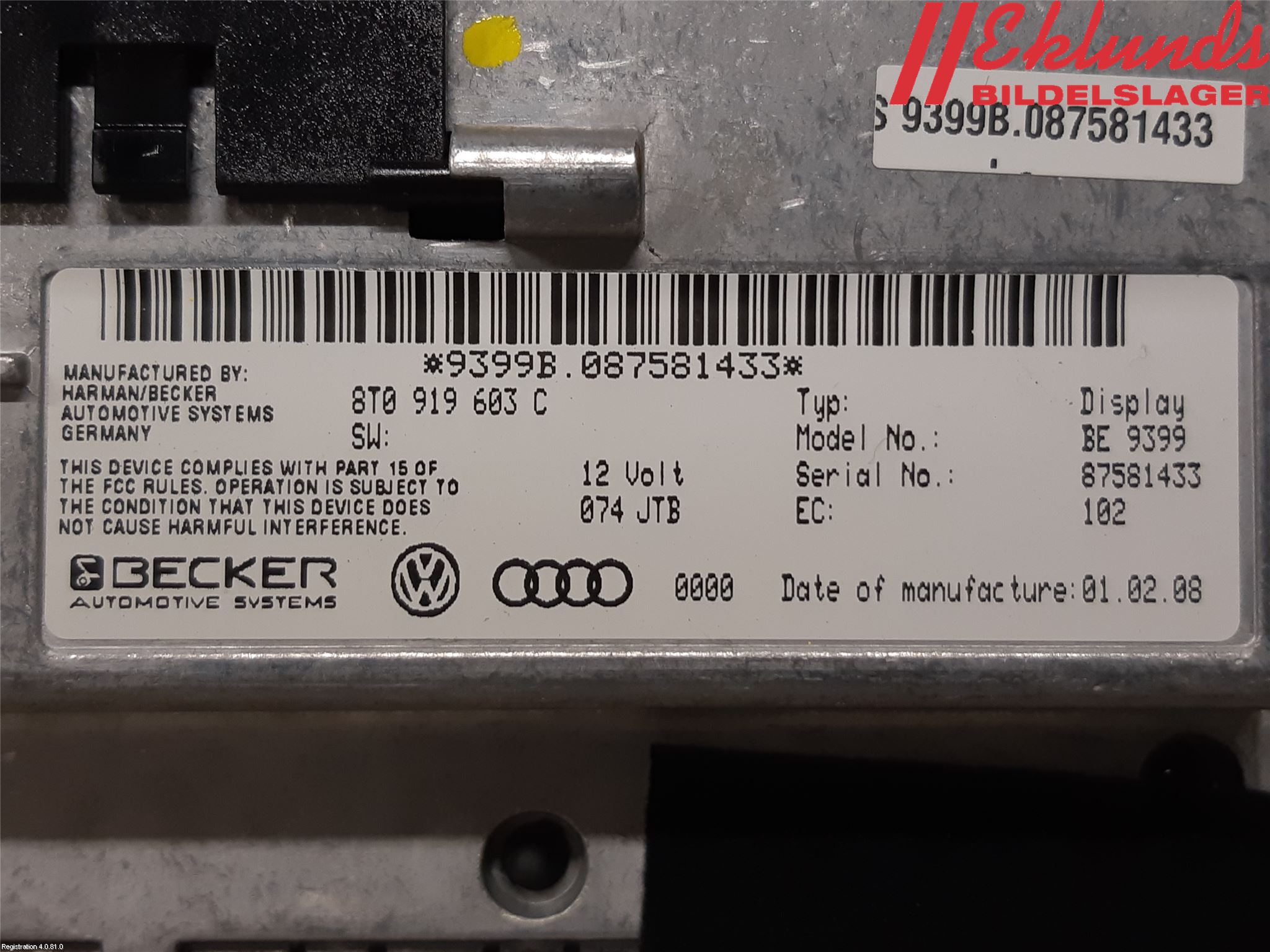 Audi A6/S6     05-11 Bildskärm