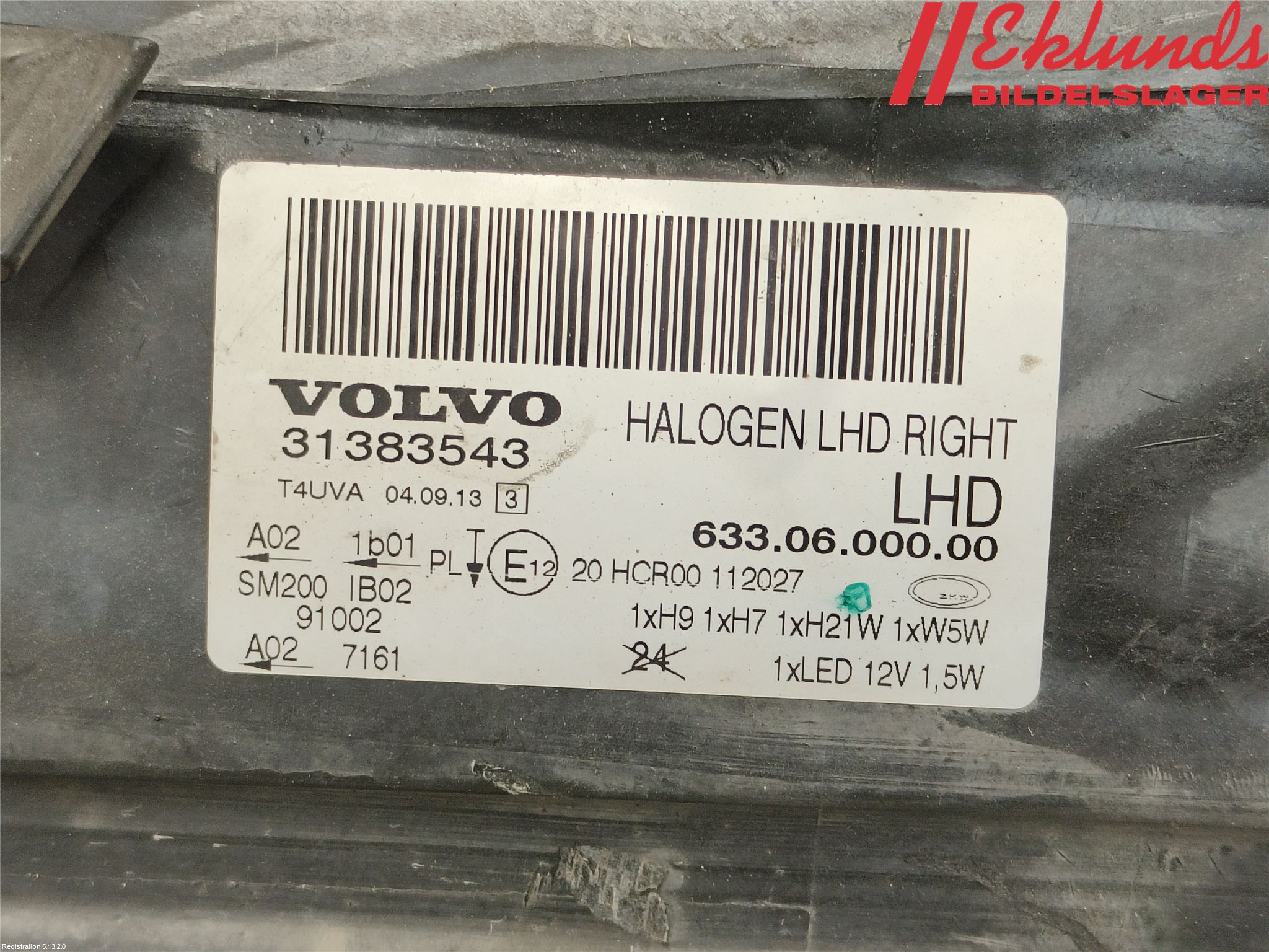Volvo V70 08-13 Strålkastare Höger