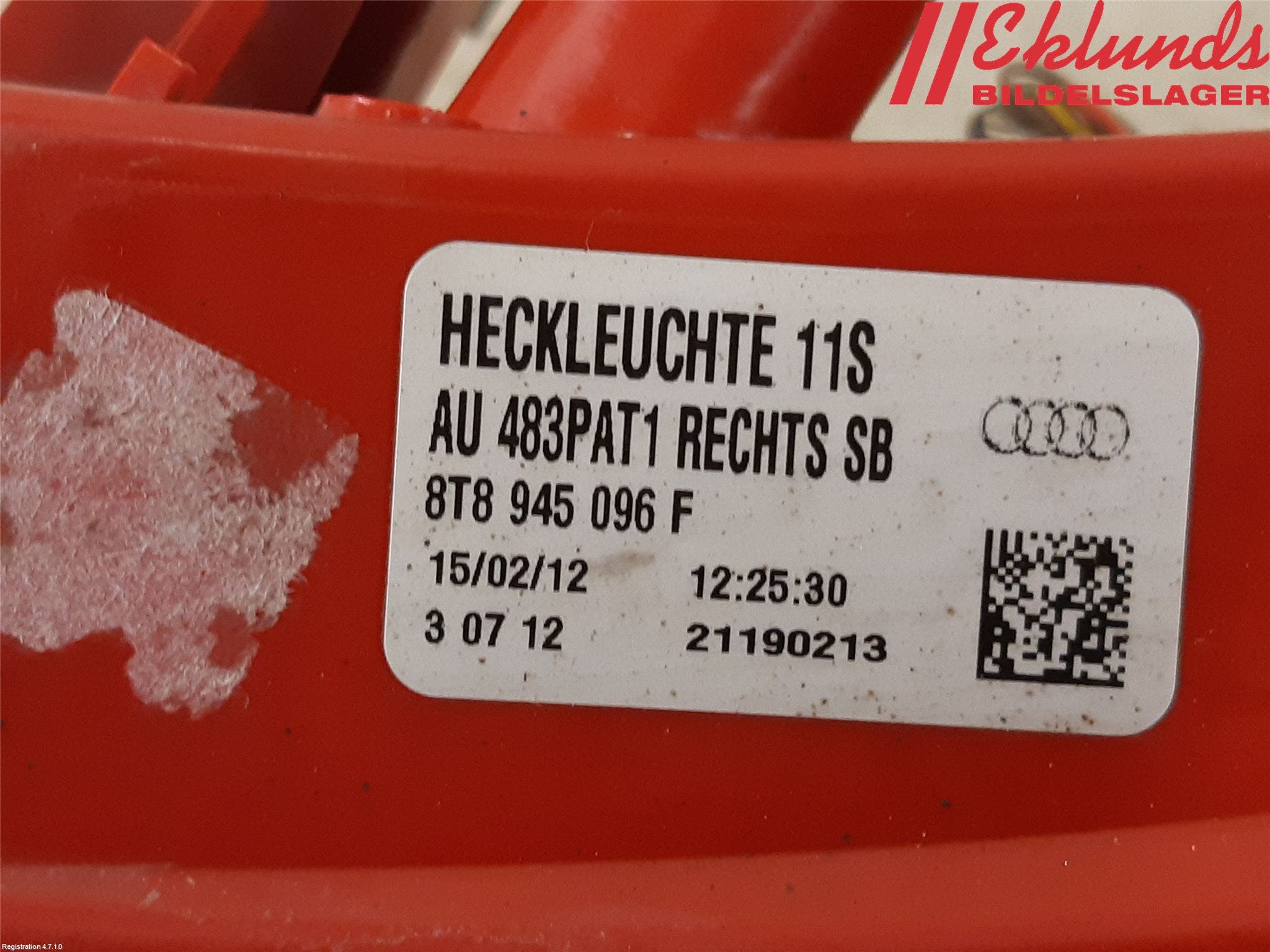 Audi A5 07-16 Bakljus Höger