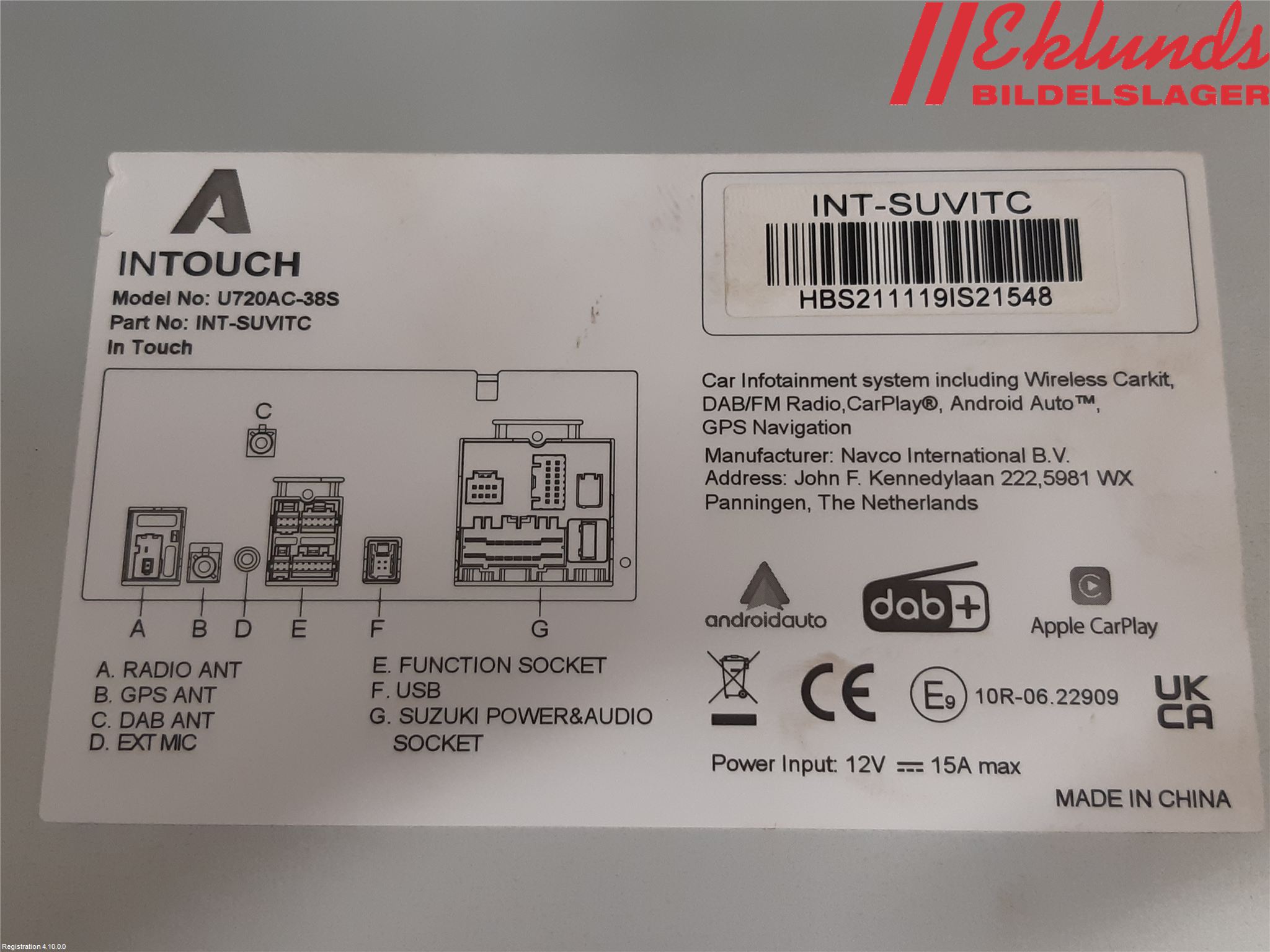 Suzuki VITARA 15- Cd Radio - Multimediapanel