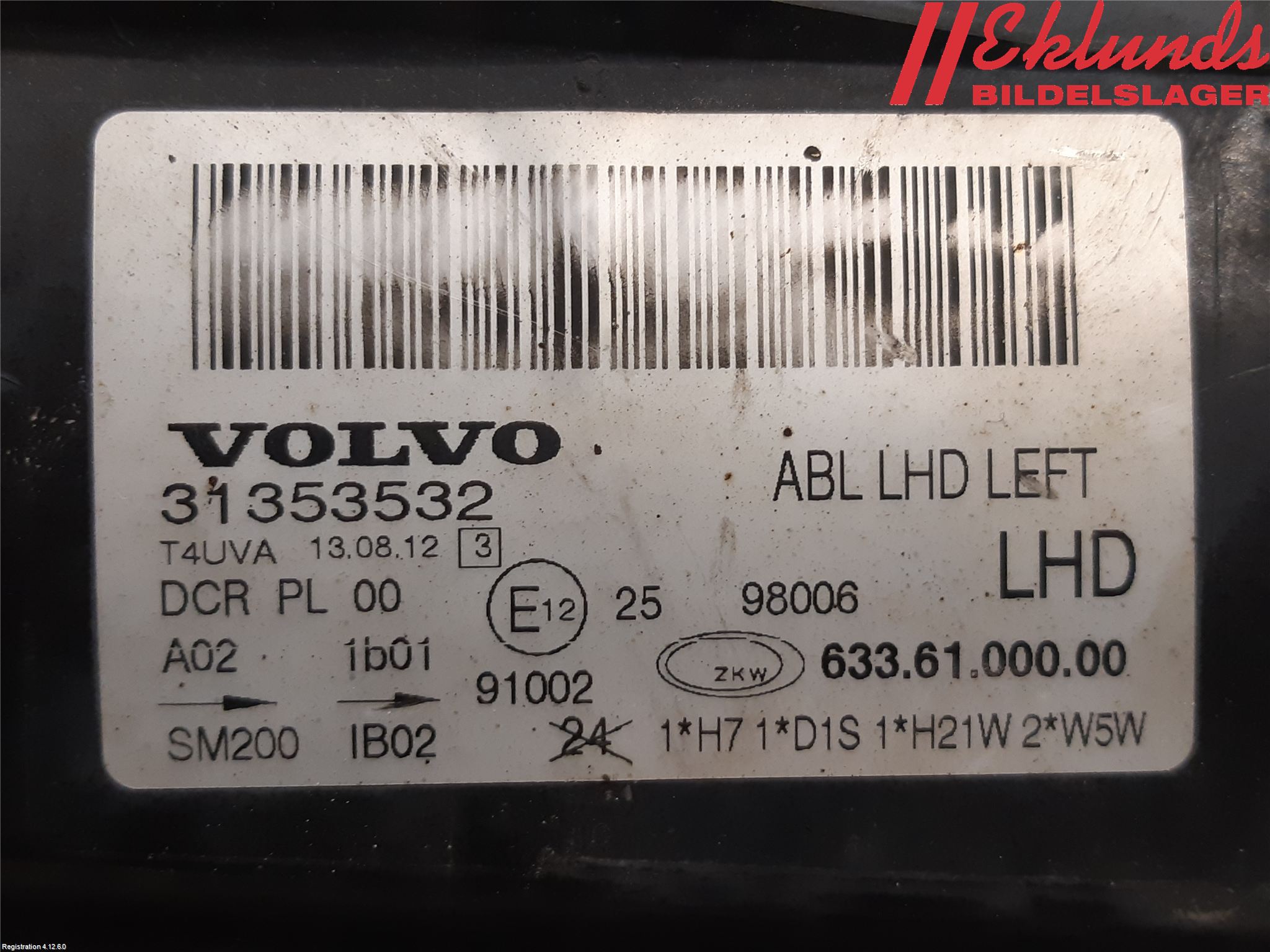 Volvo V70 08-13 Strålkastare Vänster