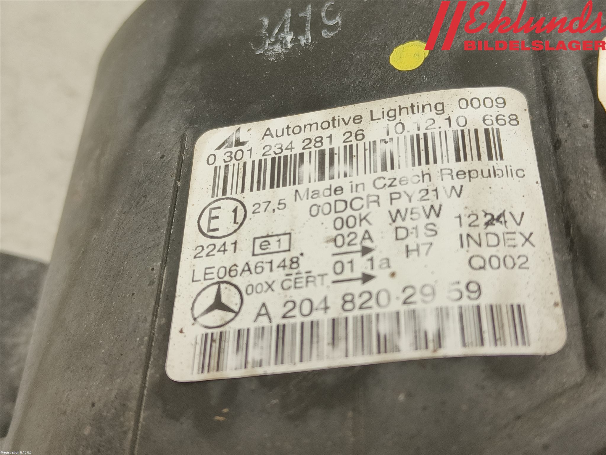 Mercedes-Benz MB C-KLASS (W204) 07-15 Strålkastare Vänster