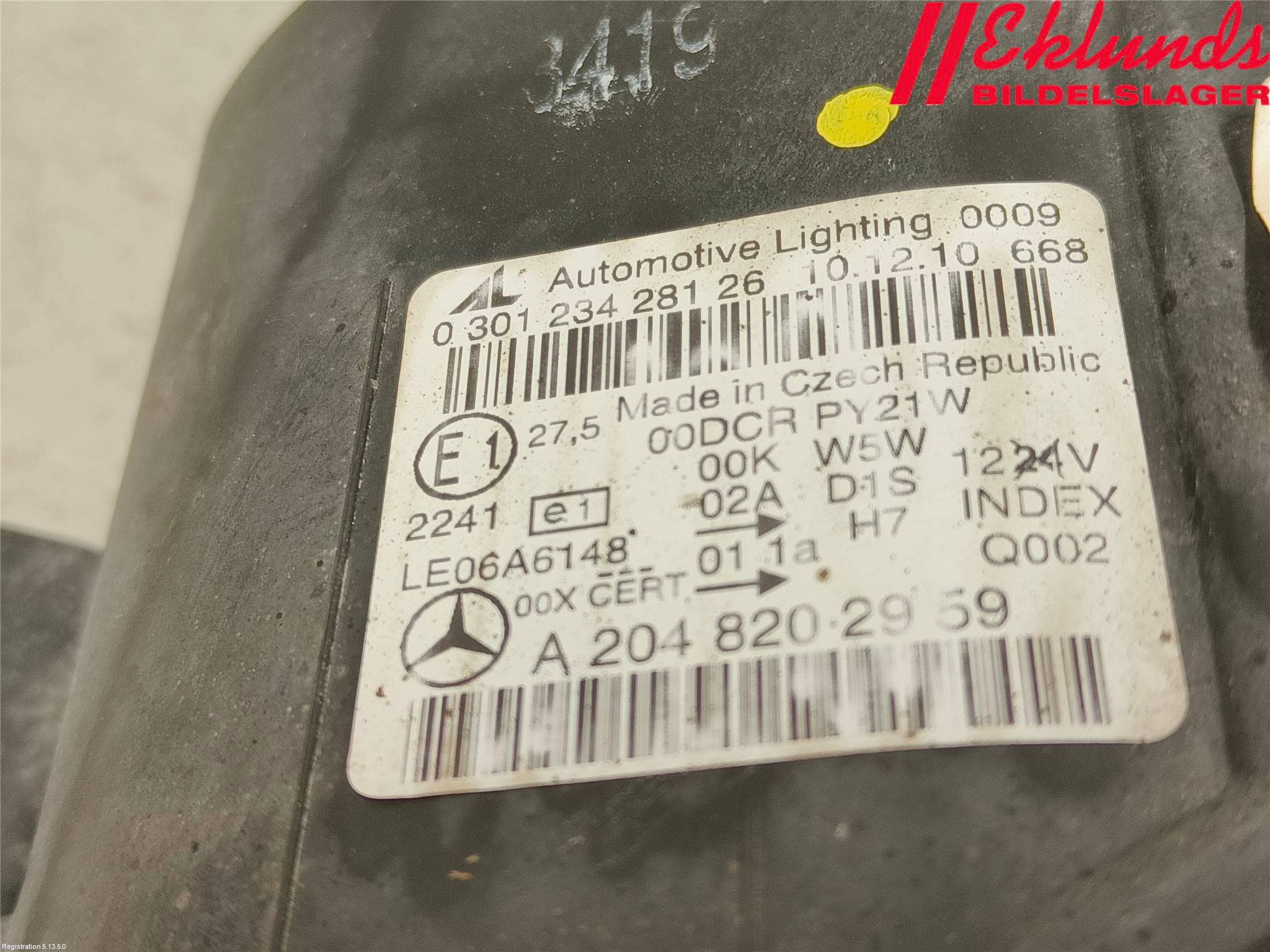 Mercedes-Benz MB C-KLASS (W204) 07-15 Strålkastare Vänster