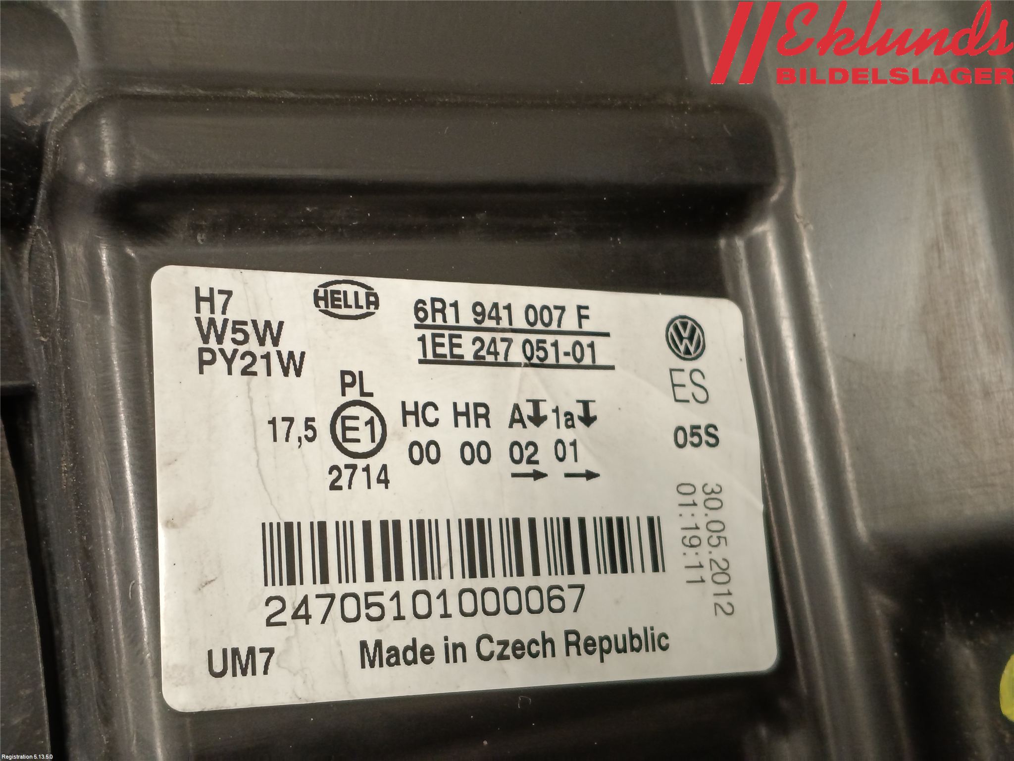 Volkswagen VW POLO 10-17 Strålkastare Vänster