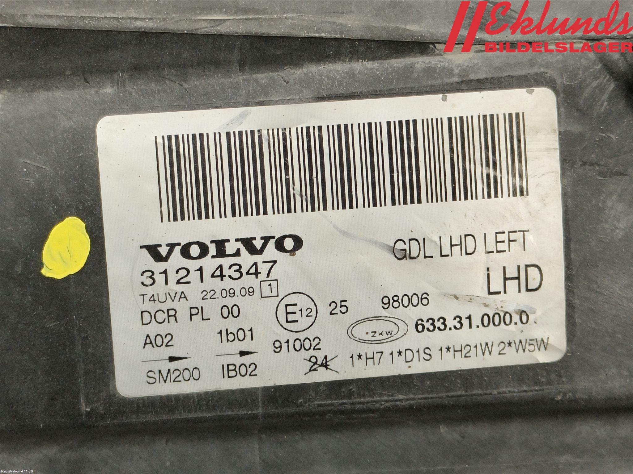 Volvo V70 08-13 Strålkastare Vänster