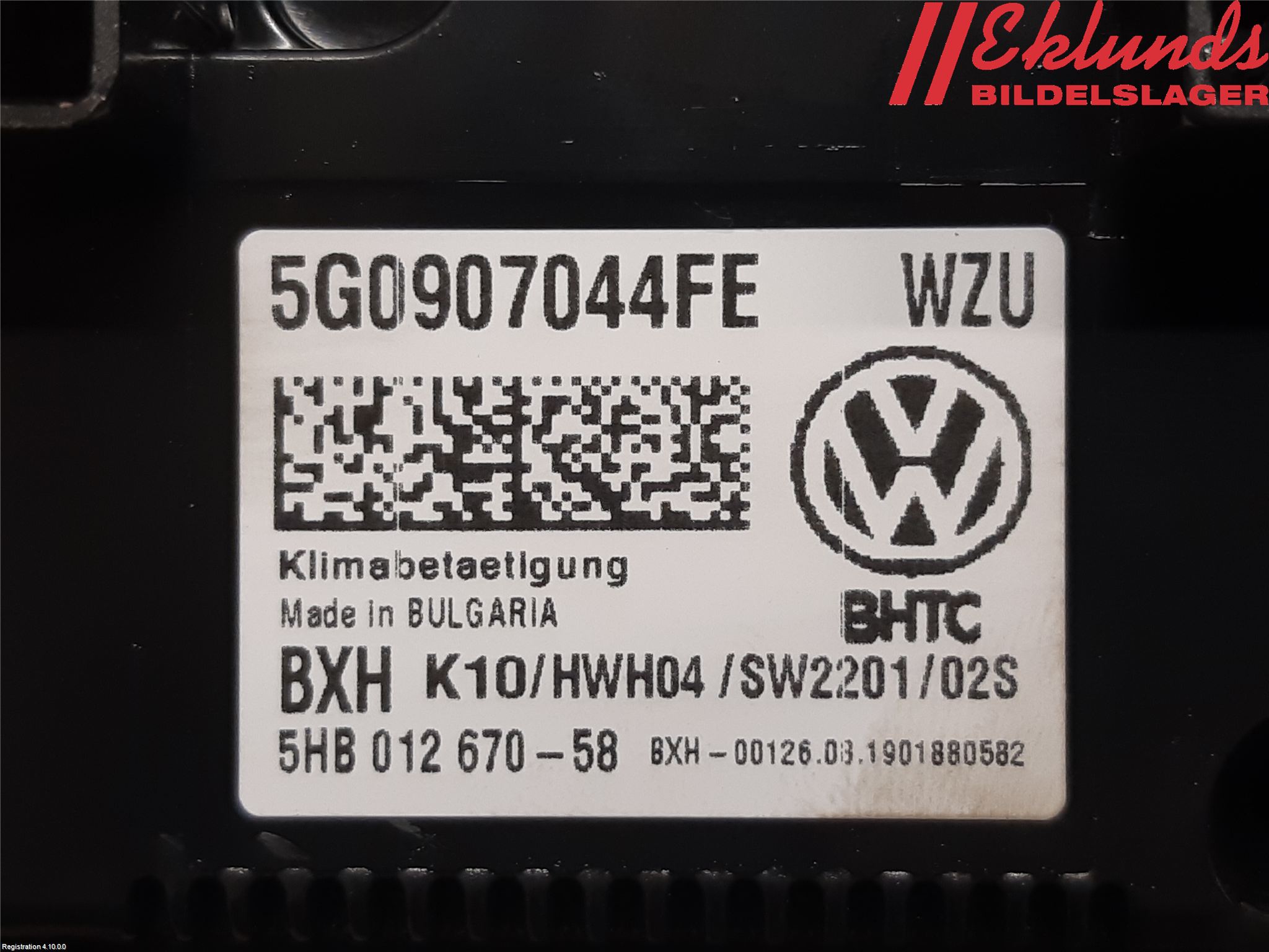 Volkswagen VW GOLF / E-GOLF VII 13-20 Ac Styrenhet Ac Manöveren