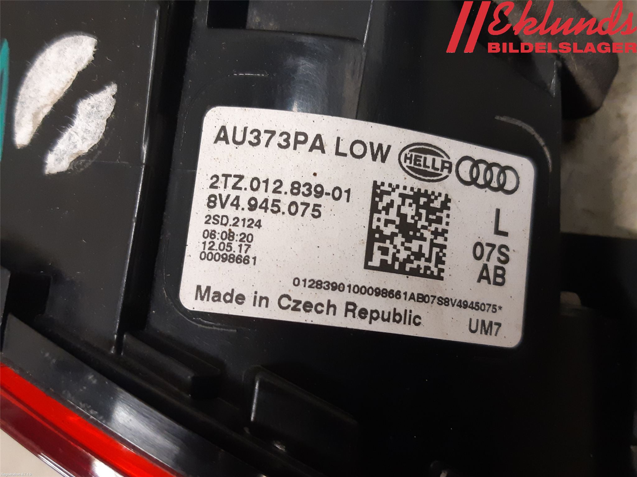 Audi A3/S3 8V 13-20 Bakljus Lucka Vä