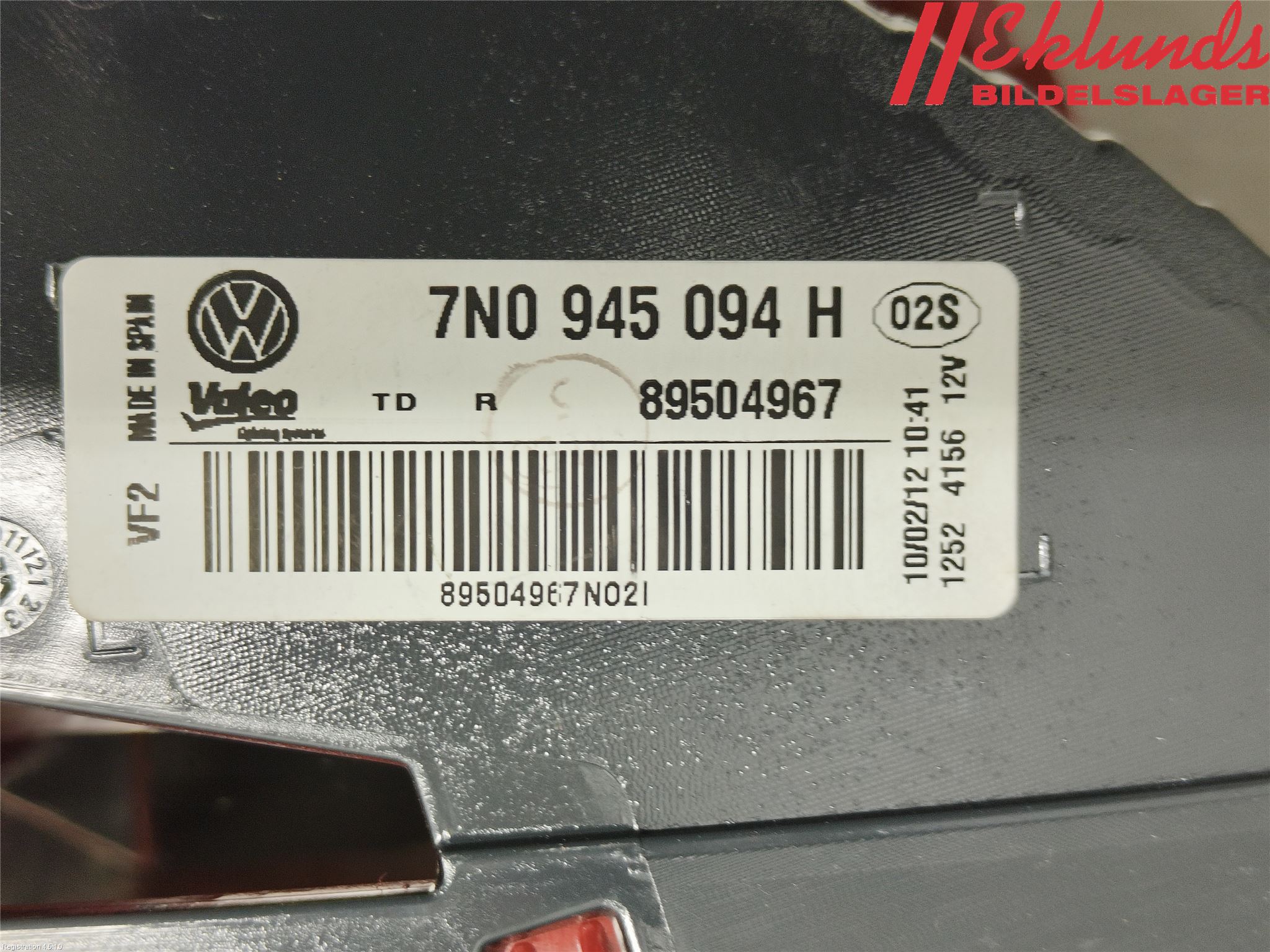 Volkswagen VW SHARAN 11- Bakljus Lucka Hö