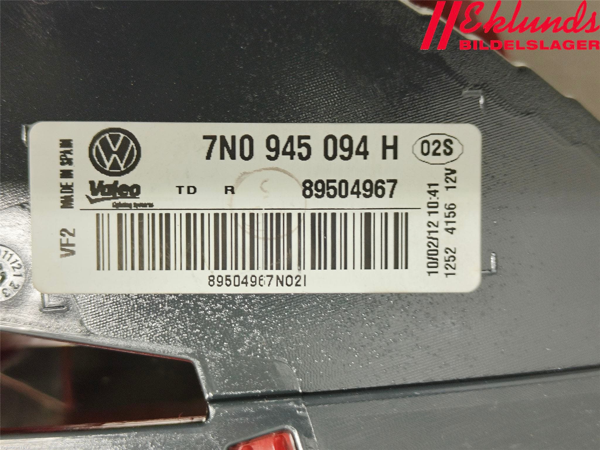 Volkswagen VW SHARAN 11- Bakljus Lucka Hö