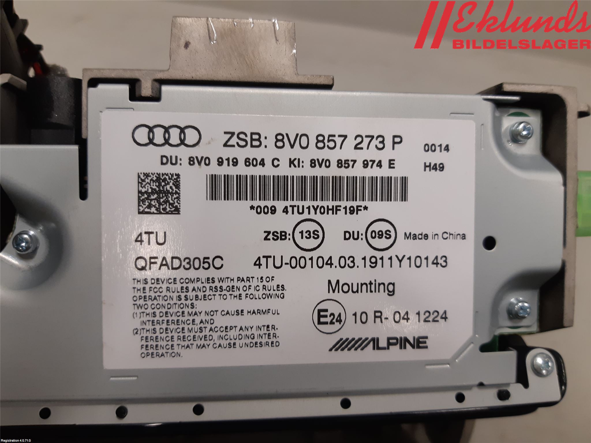 Audi A3/S3 8V 13-20 Bildskärm