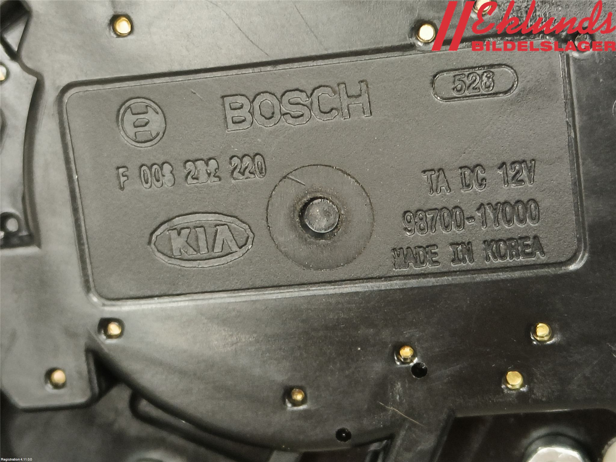 Kia PICANTO 12-17 Torkarmotor Baklucka