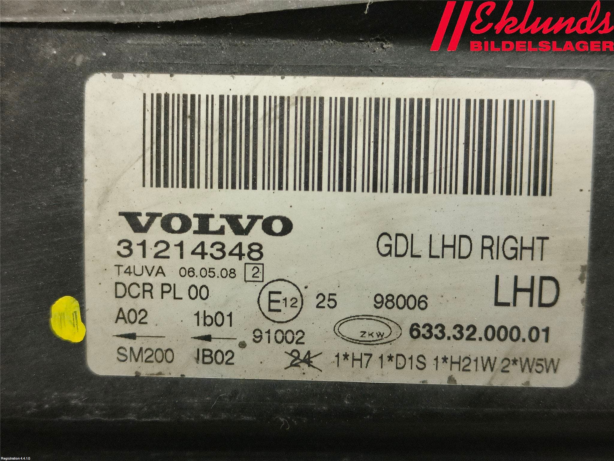 Volvo V70 08-13 Strålkastare Höger