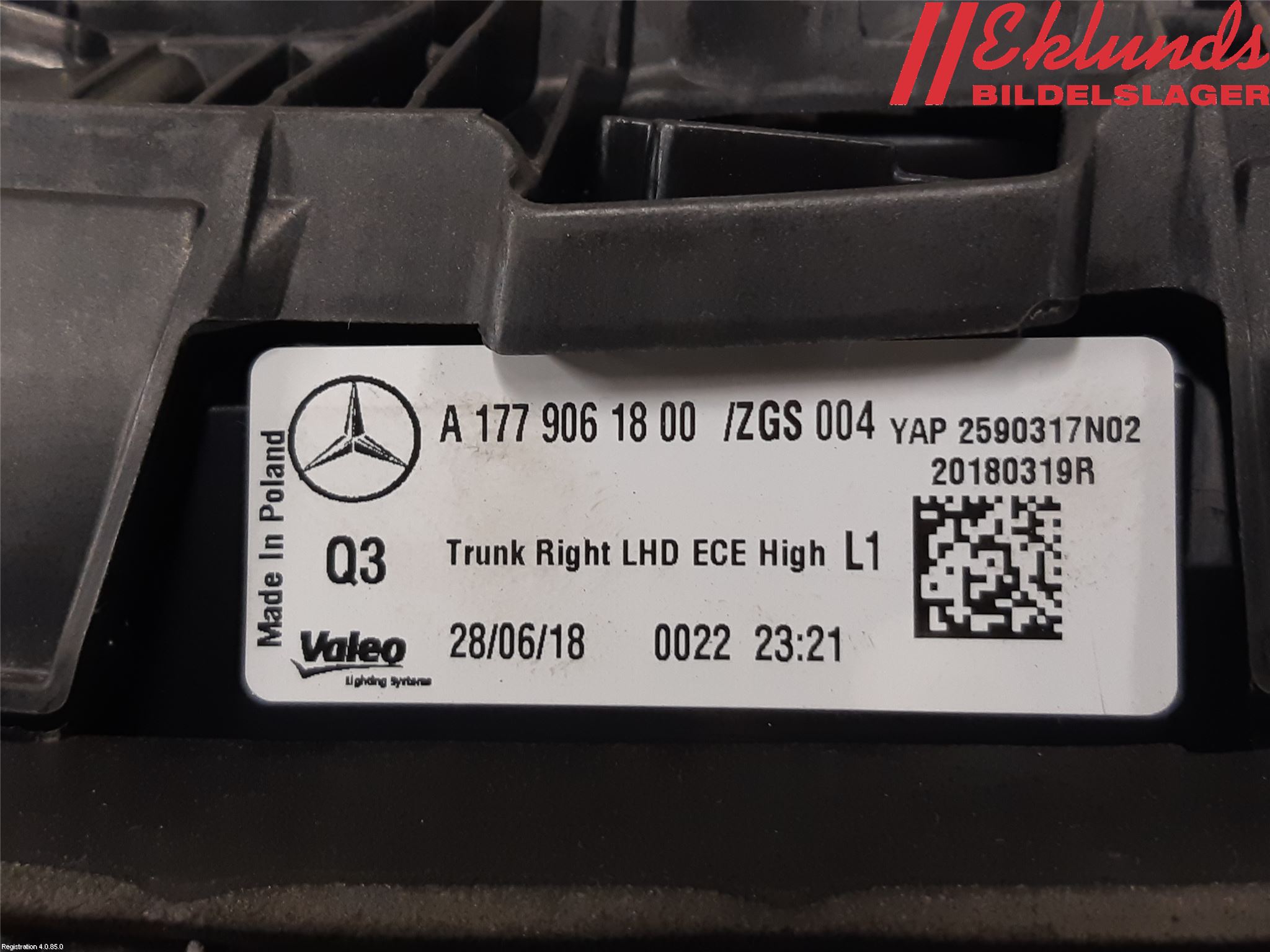 Mercedes-Benz MB A-KLASS (W177) 18- Bakljus Lucka Hö