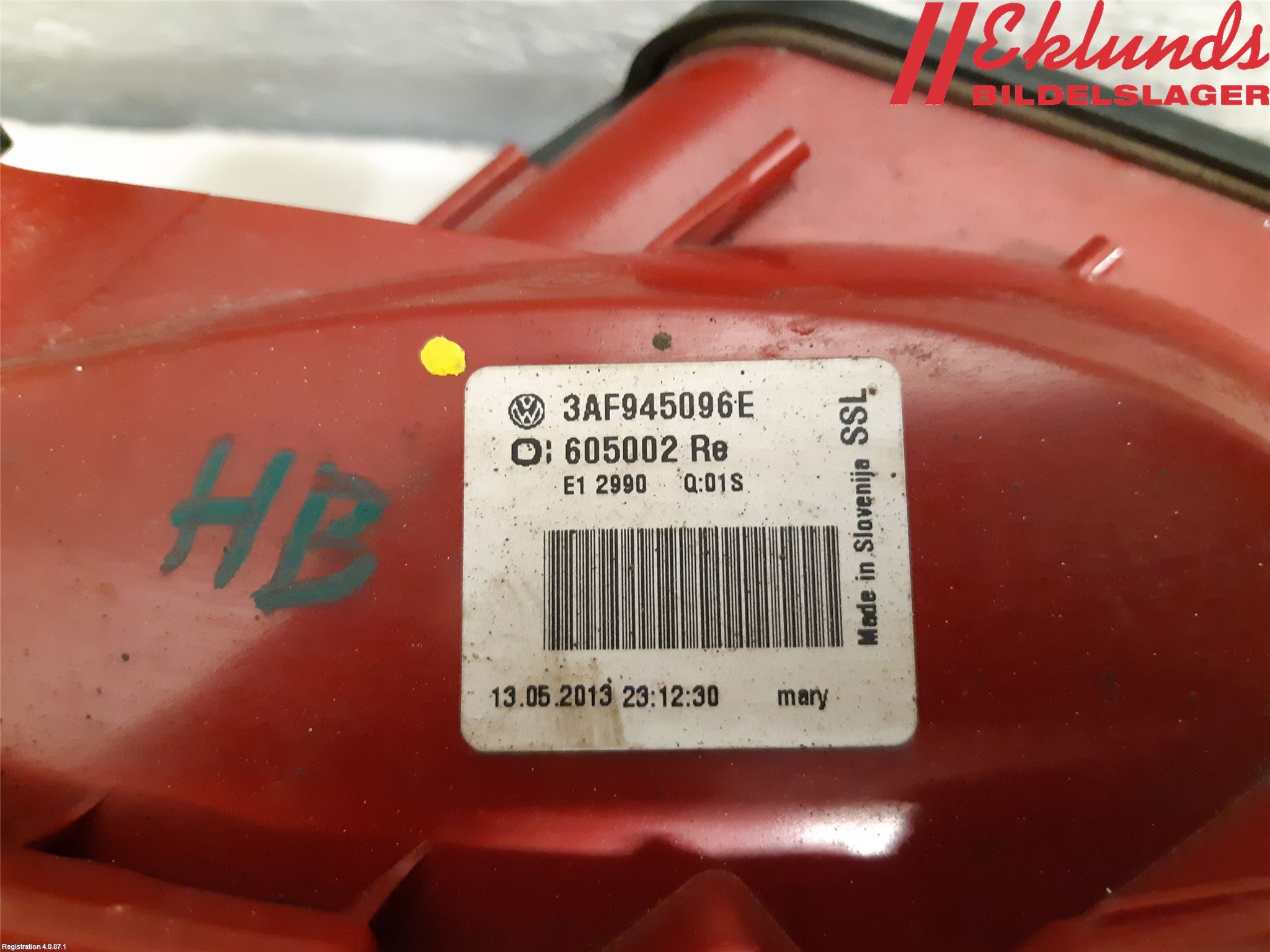 Volkswagen VW PASSAT 11-14 Bakljus Höger