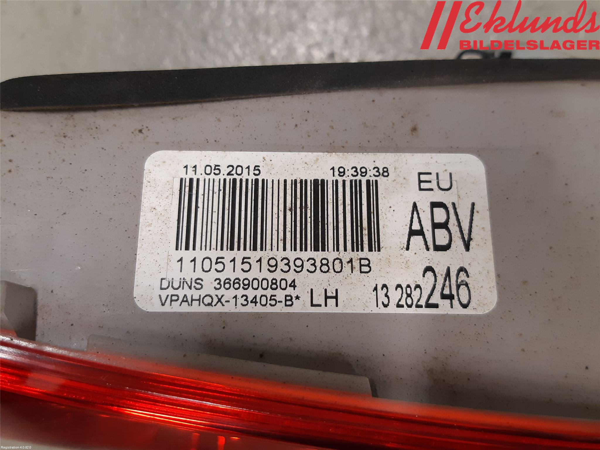 Opel ASTRA J 10-15 Bakljus Lucka Vä