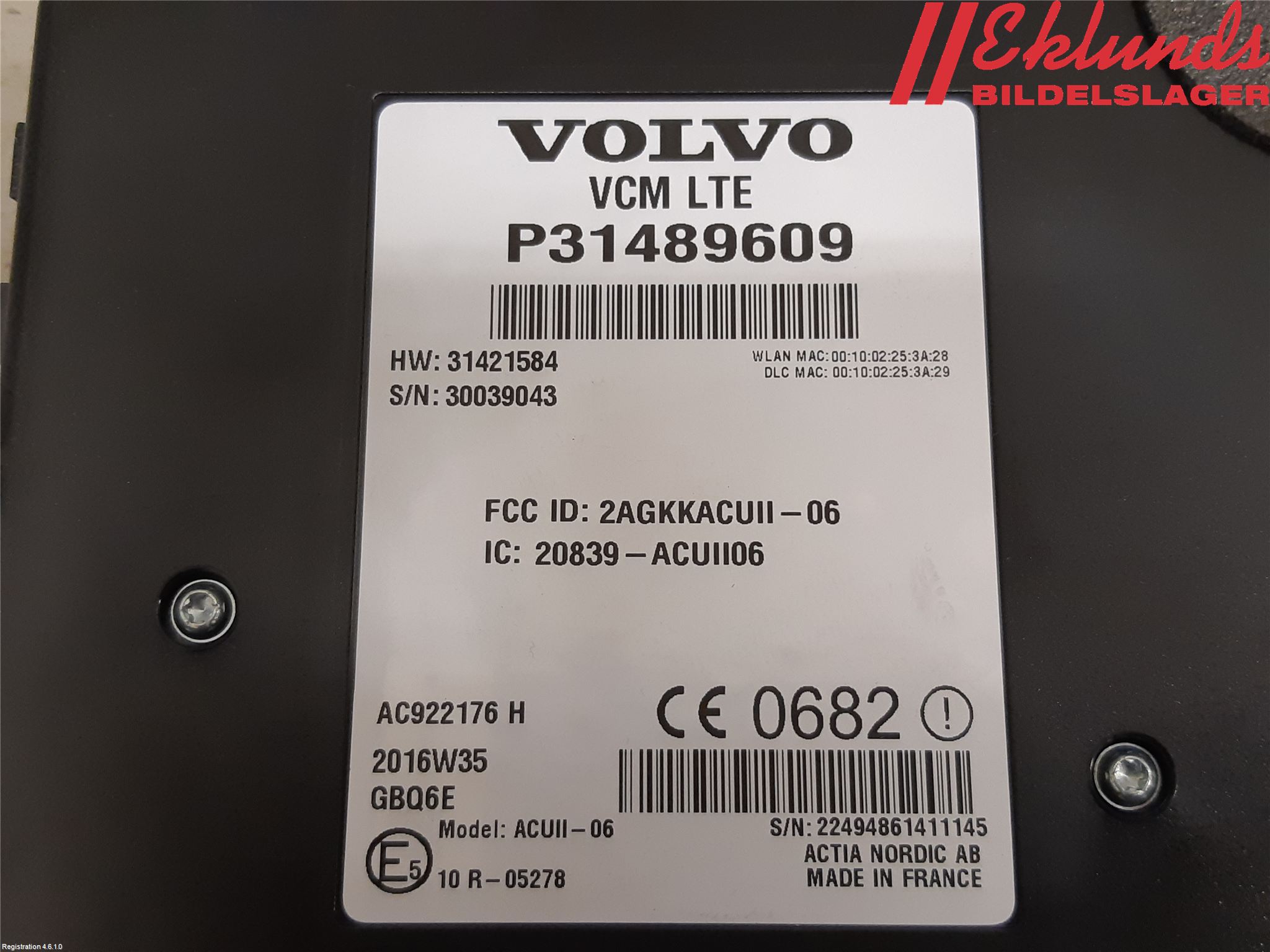 Volvo XC90/RECHARGE 16- Styrenhet Övrigt