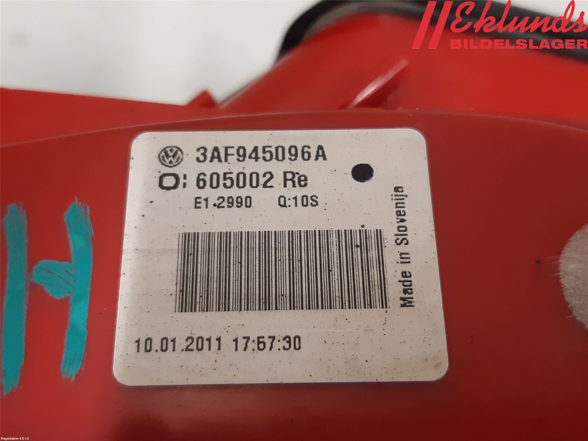 Volkswagen VW PASSAT 11-14 Bakljus Höger