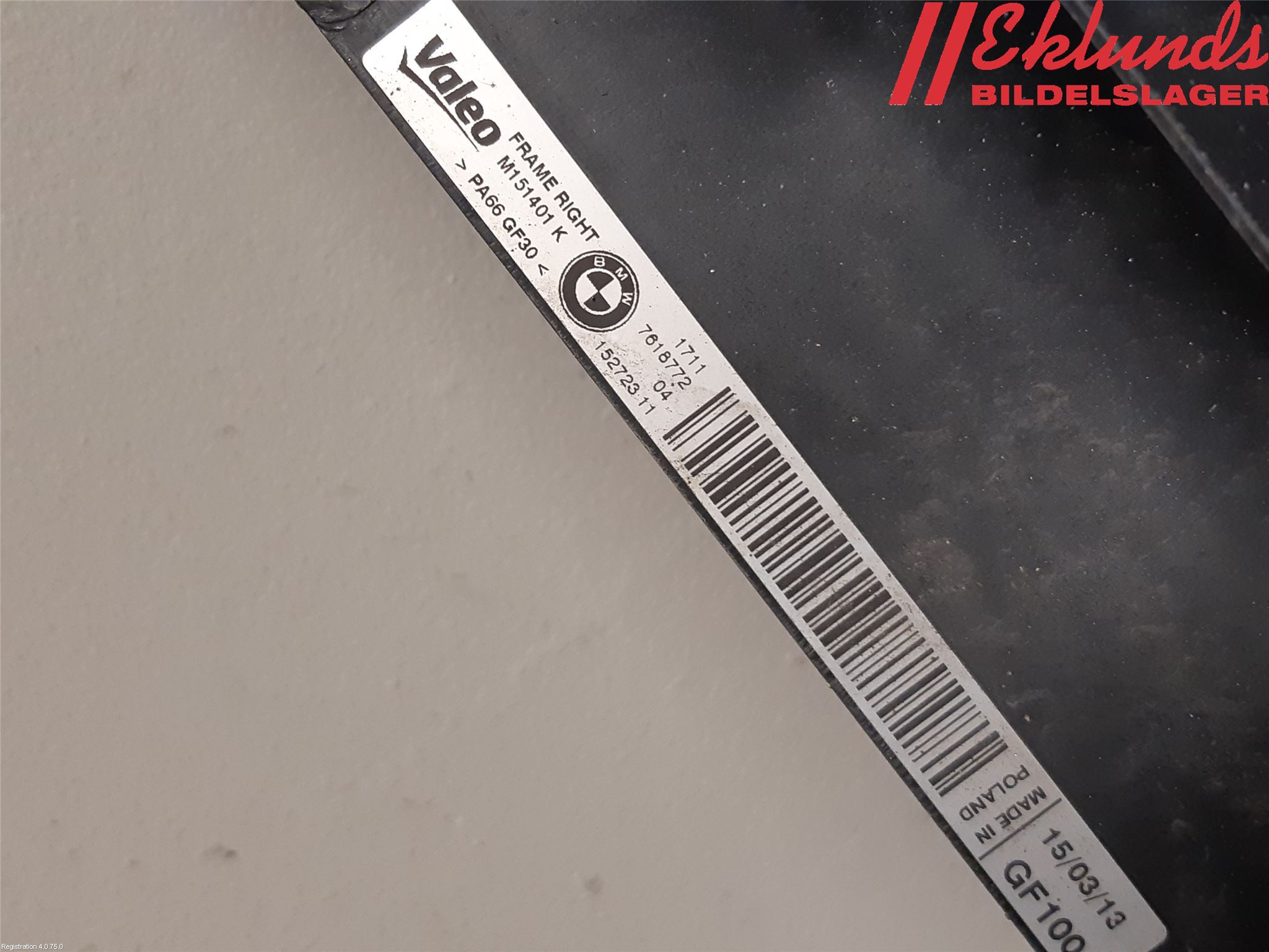 BMW 5 F10/F11/F18 09-17 Kylarfäste-Ram-Balk
