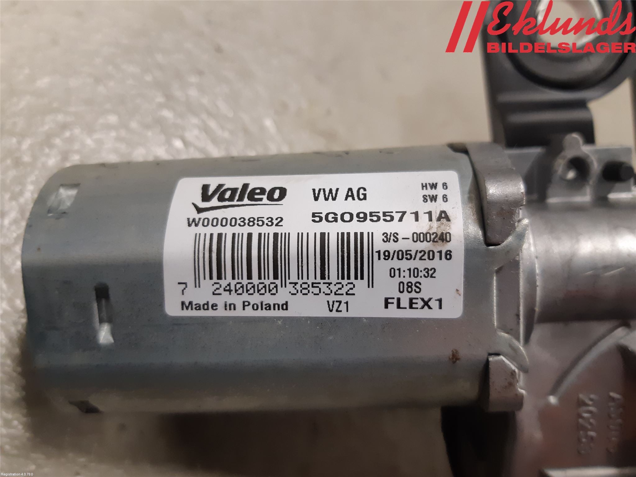 Volkswagen VW GOLF / E-GOLF VII 13-20 Torkarmotor Baklucka