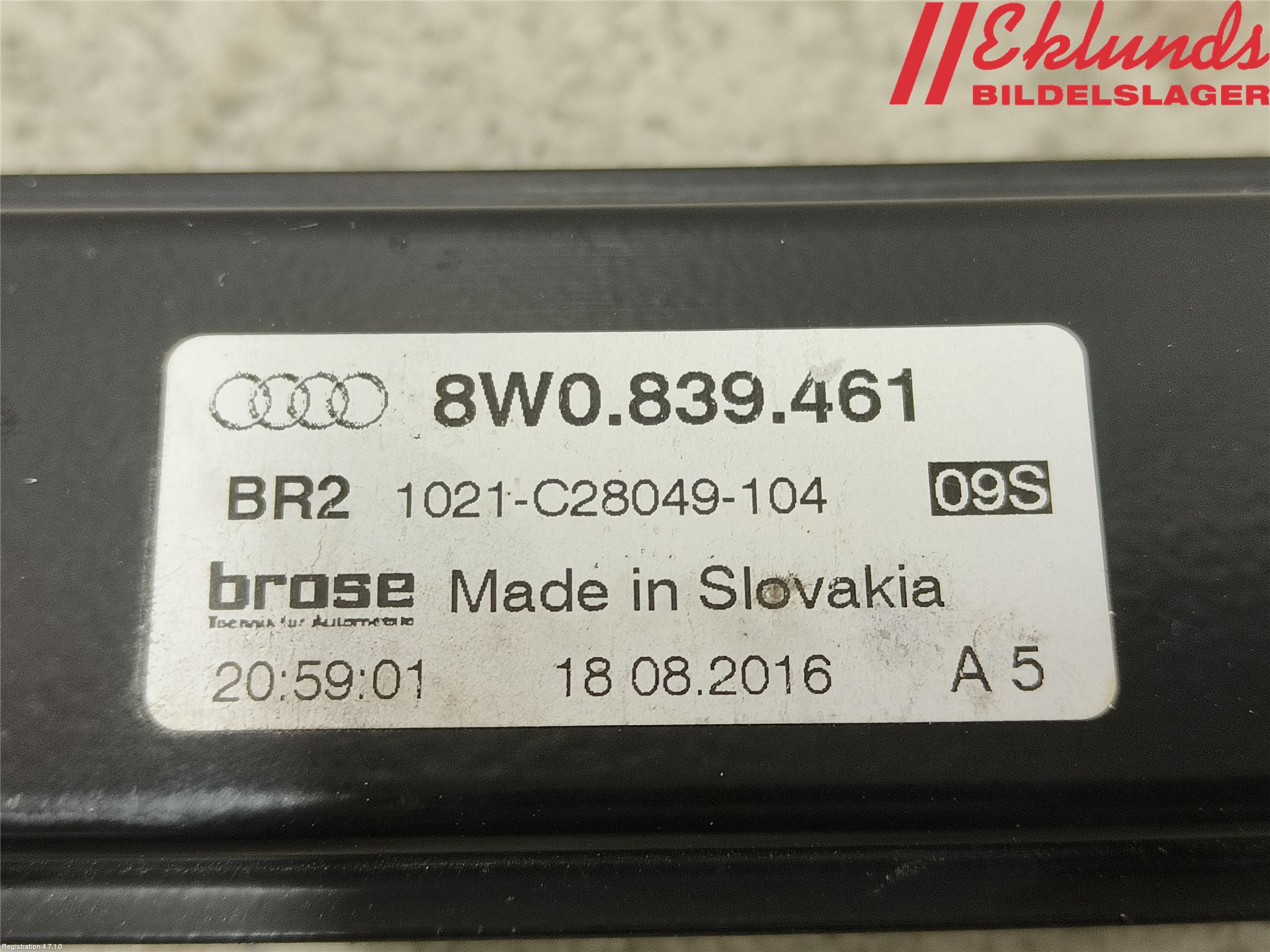 Audi A4/S4 B9 16-19 Fönsterhiss El Kompl
