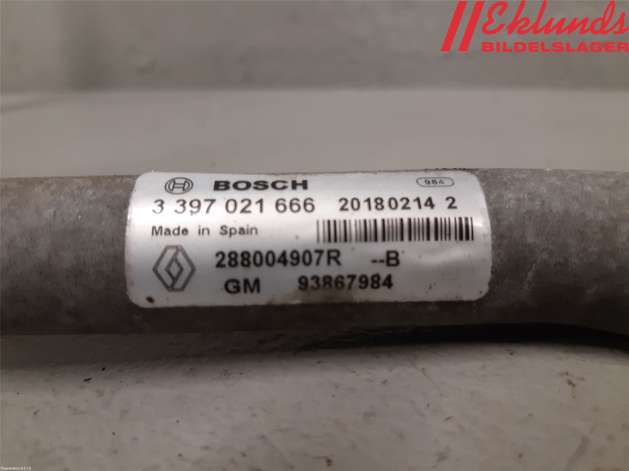 Opel VIVARO 15-19 Torkarmekanism Vindruta