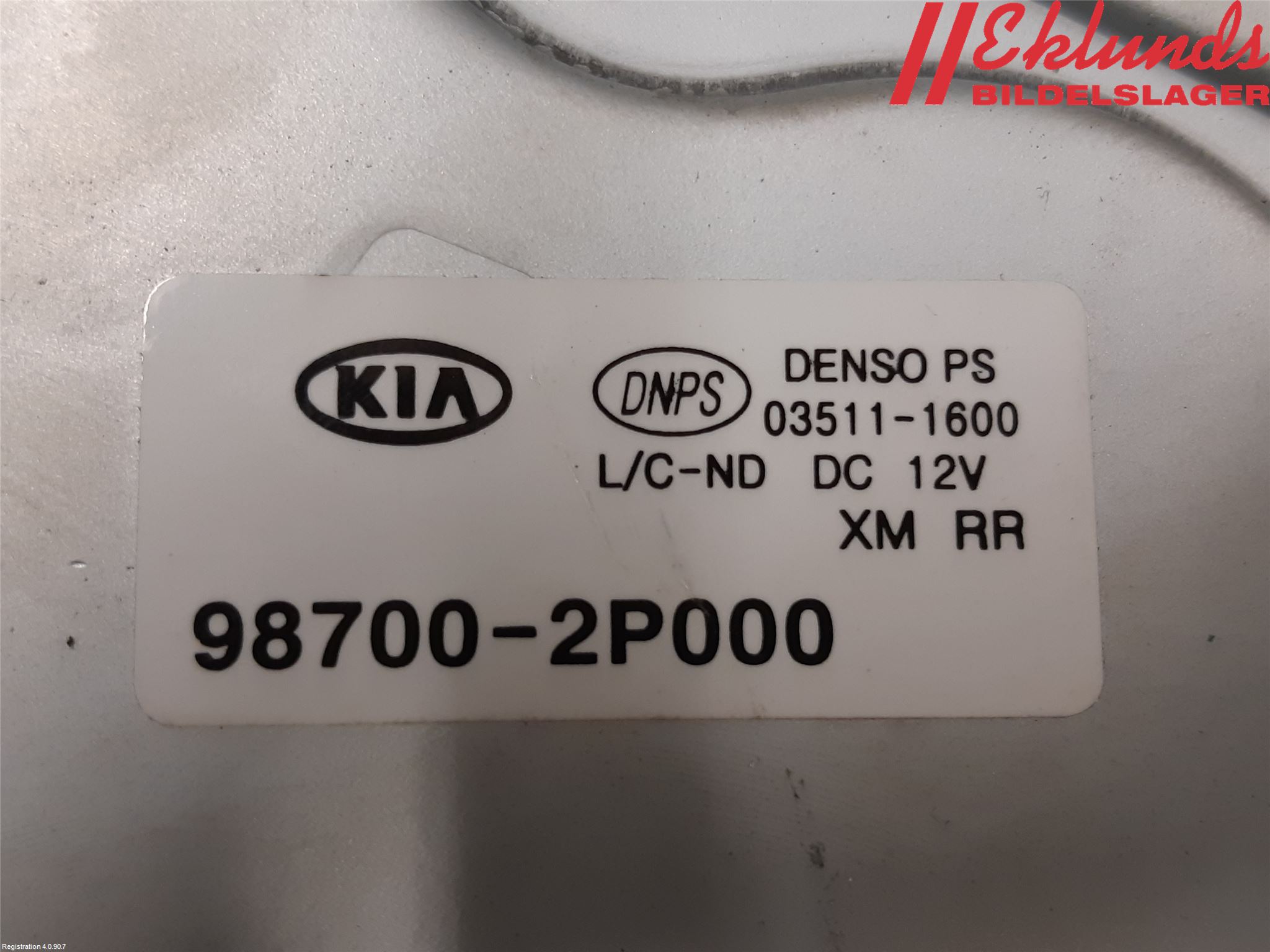 Kia SORENTO 10-14 Torkarmotor Baklucka