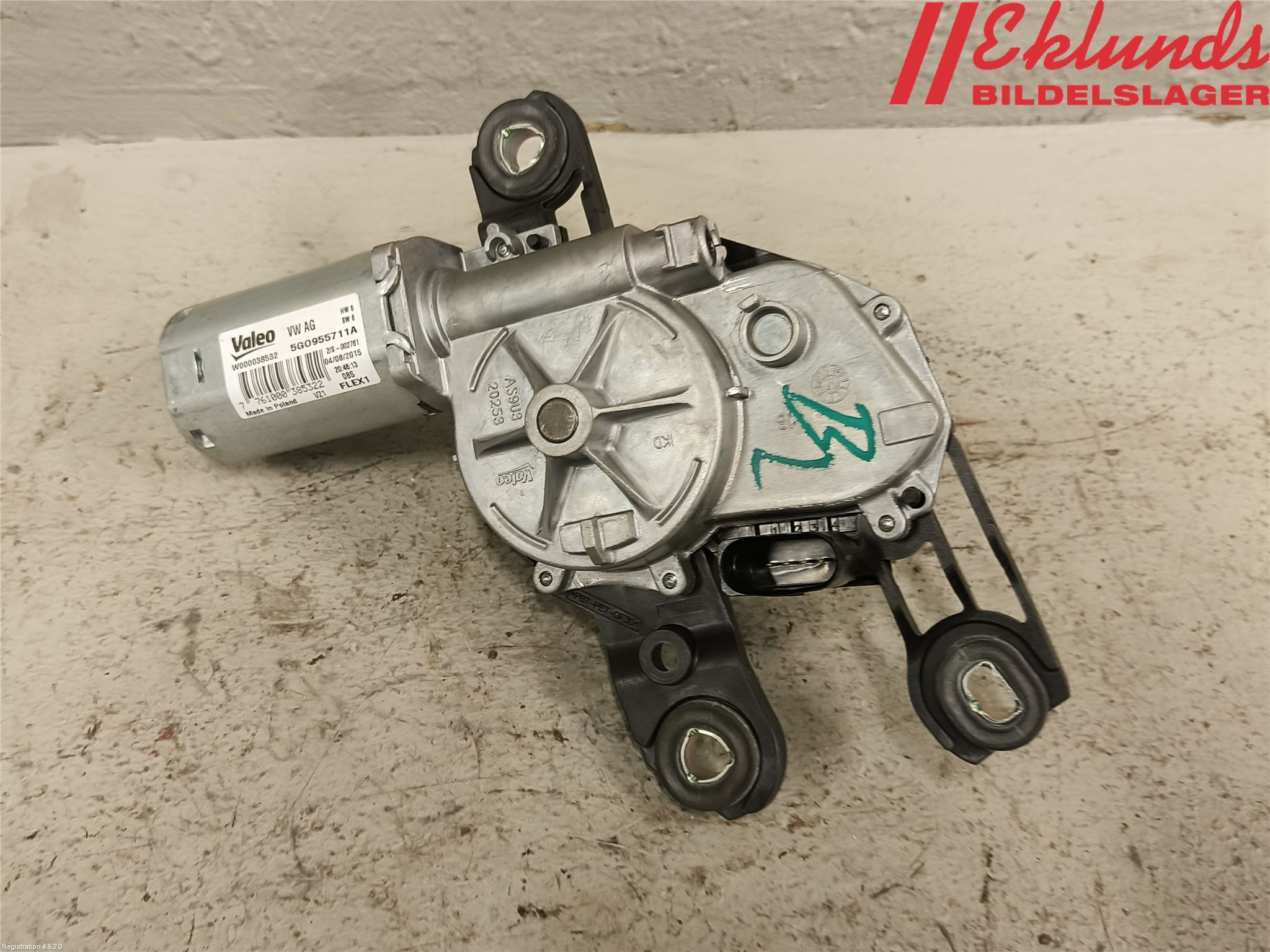 Volkswagen VW PASSAT 15-19 Torkarmotor Baklucka
