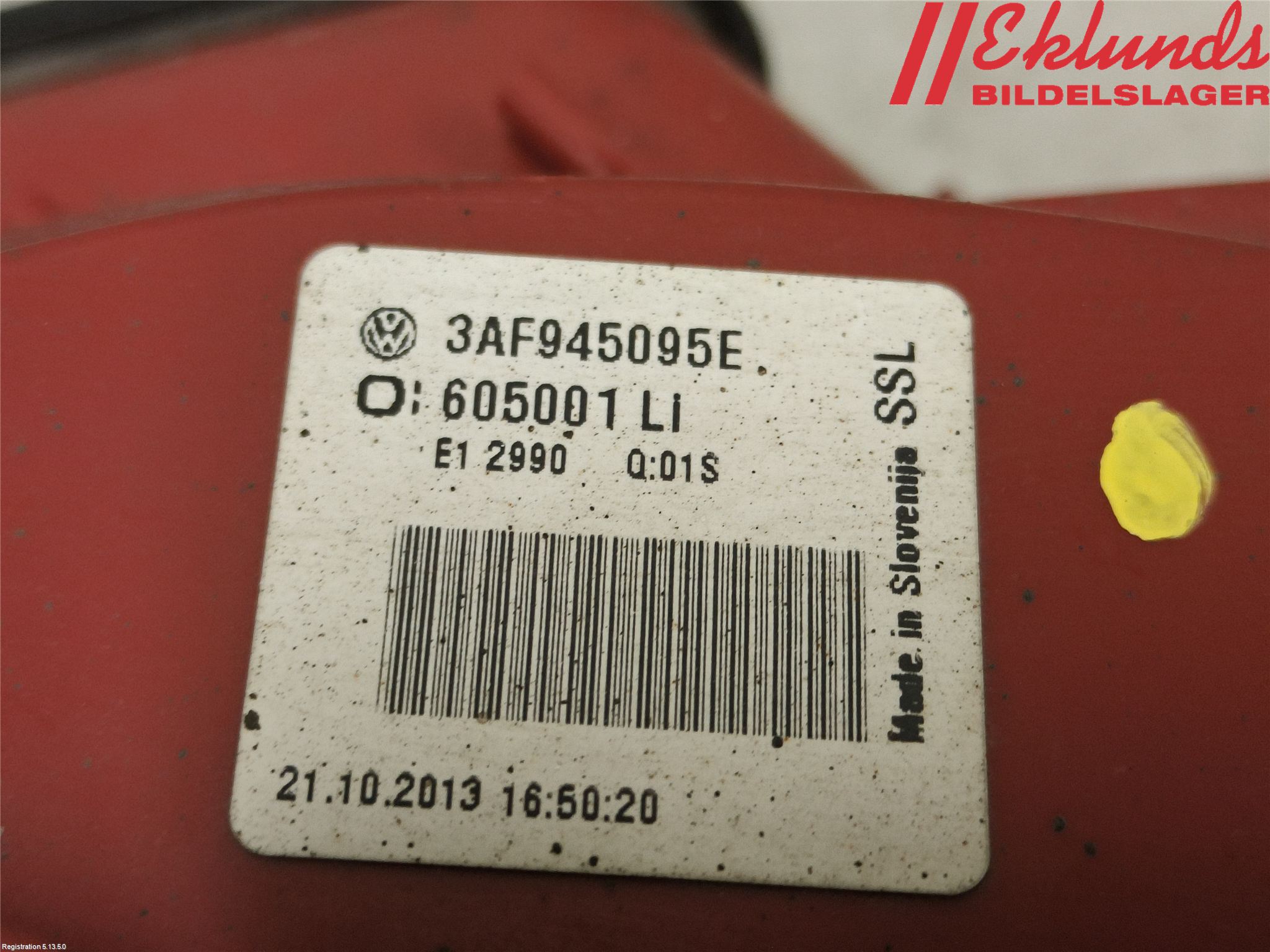 Volkswagen VW PASSAT 11-14 Bakljus Vänster