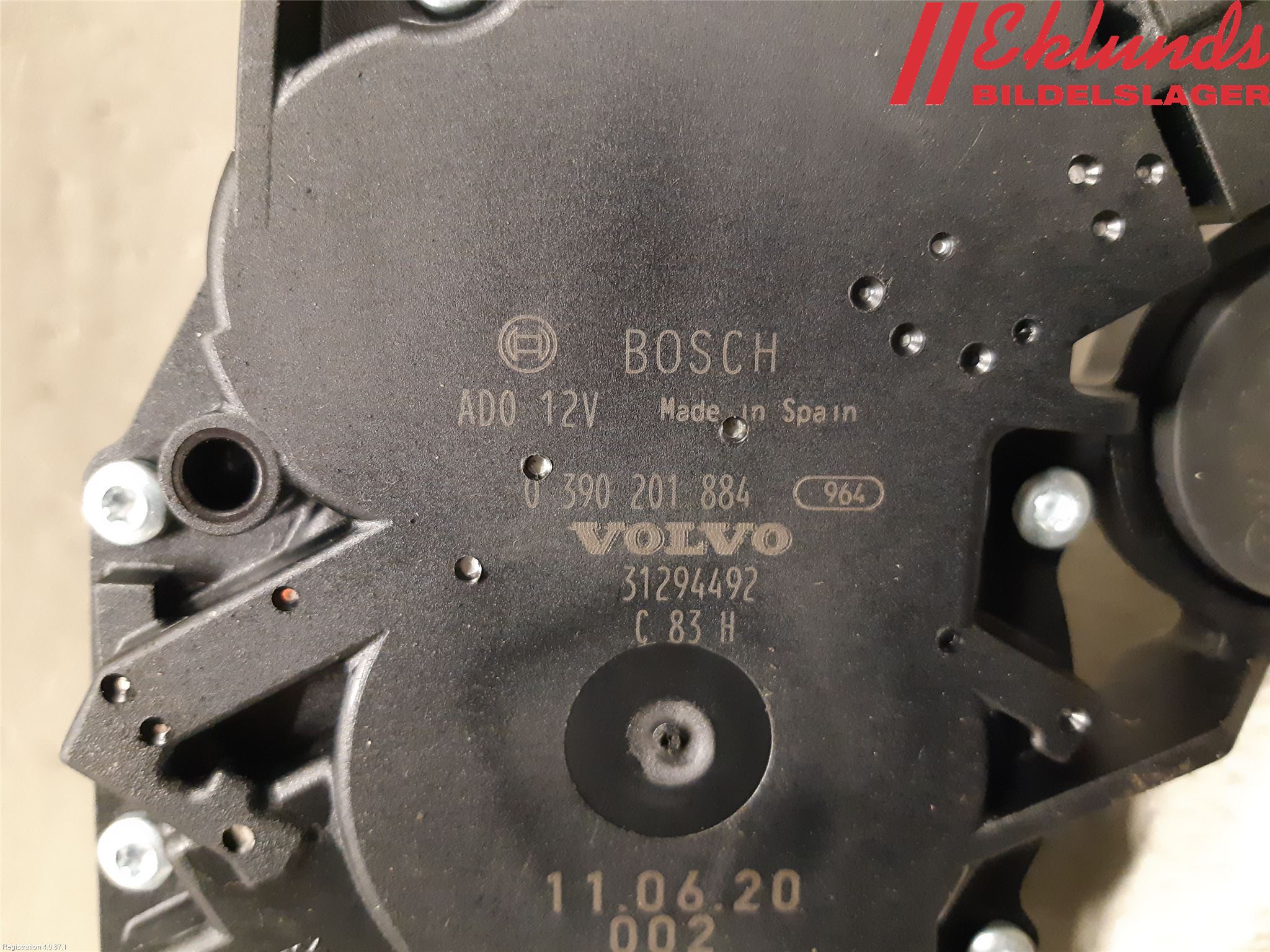 Volvo V60 11-13 Torkarmotor Baklucka
