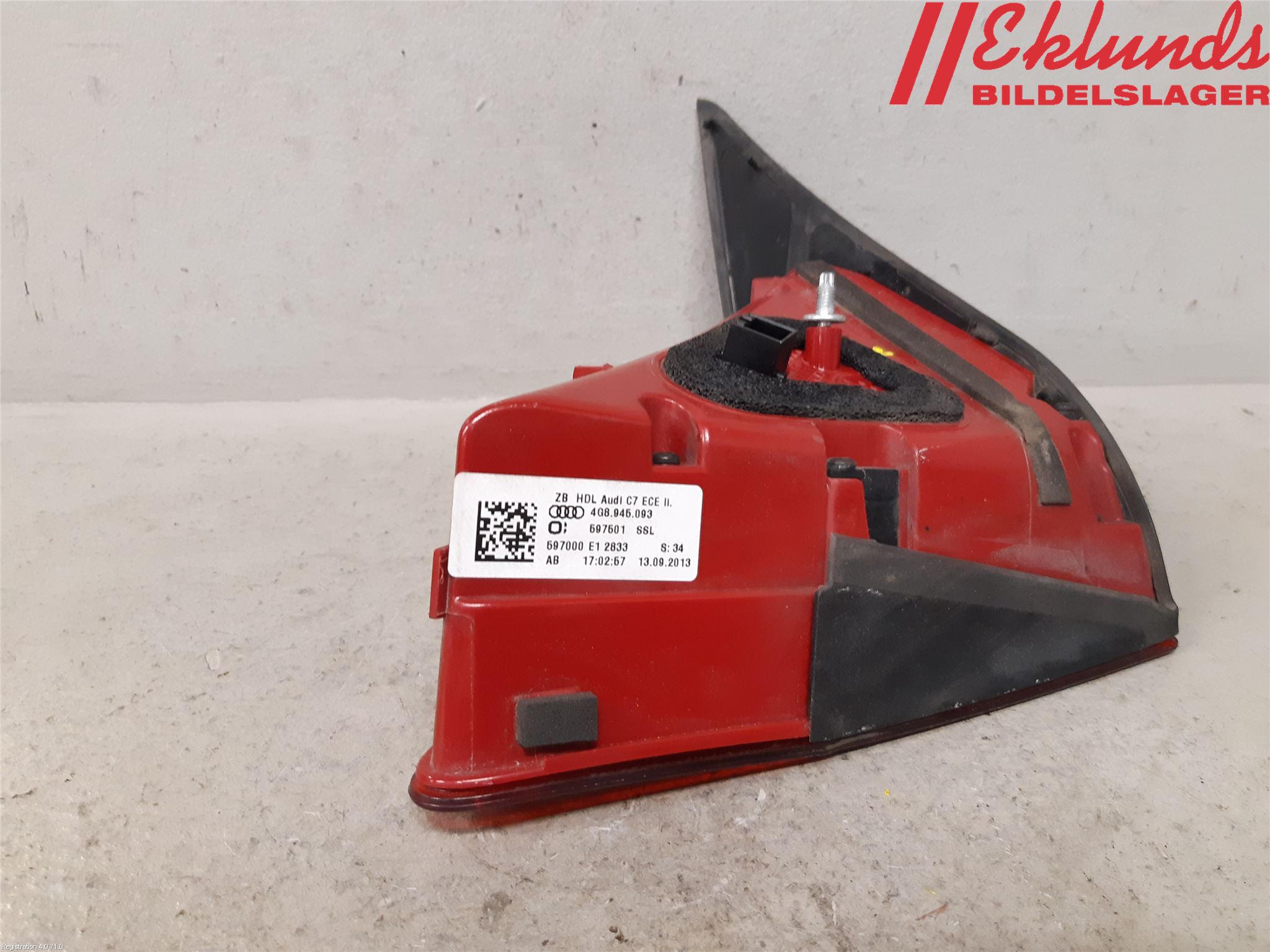 Audi A7/S7 4G 11-17 Bakljus Lucka Vä