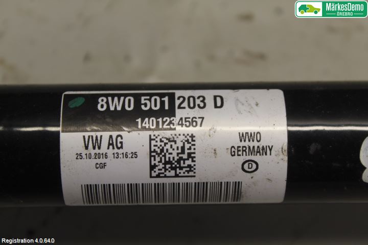 Audi A4/S4 B9 16-19 Drivaxel Bak Höger